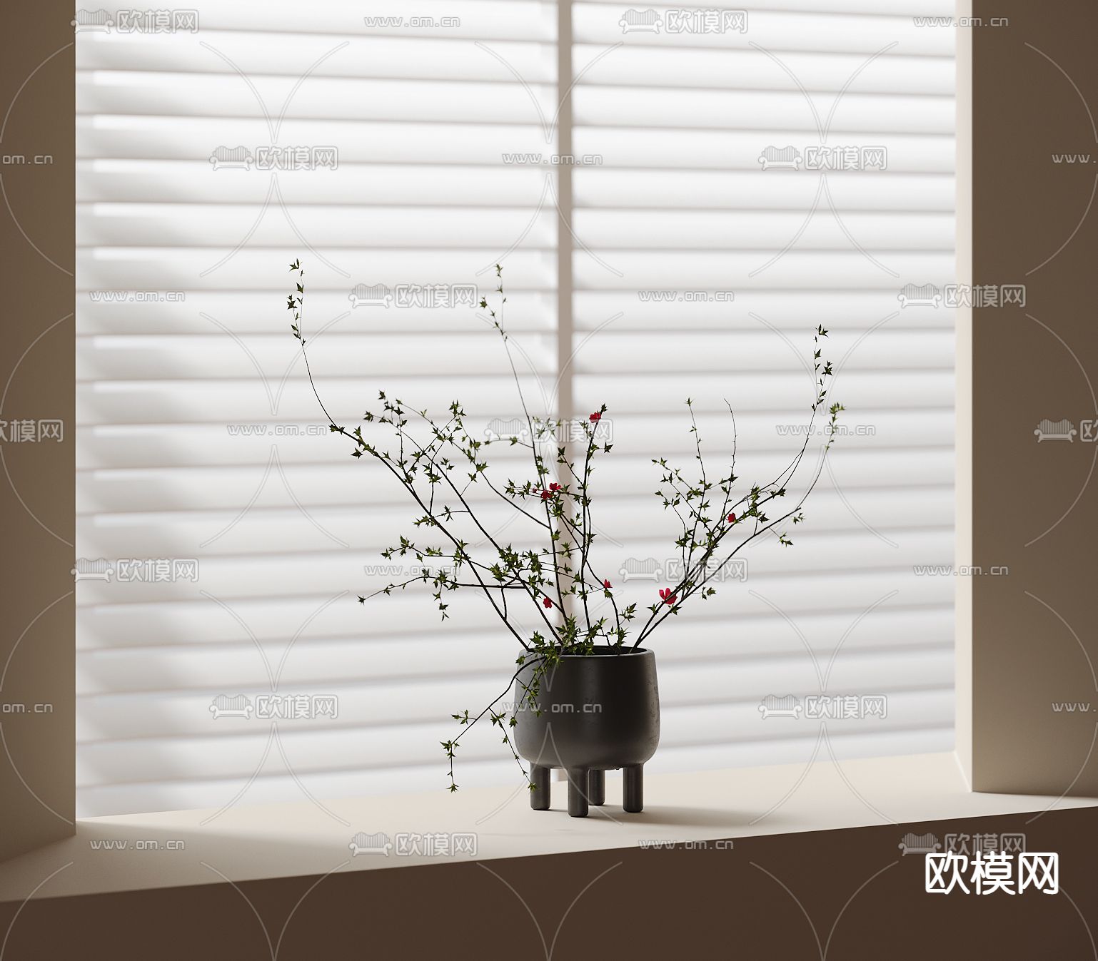 花瓶 花艺 绿植 陶罐3d模型下载