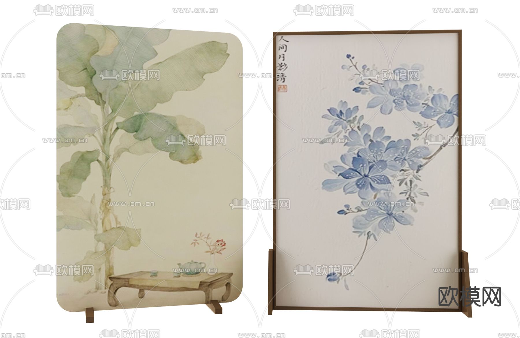 新中式屏风 隔断3d模型下载