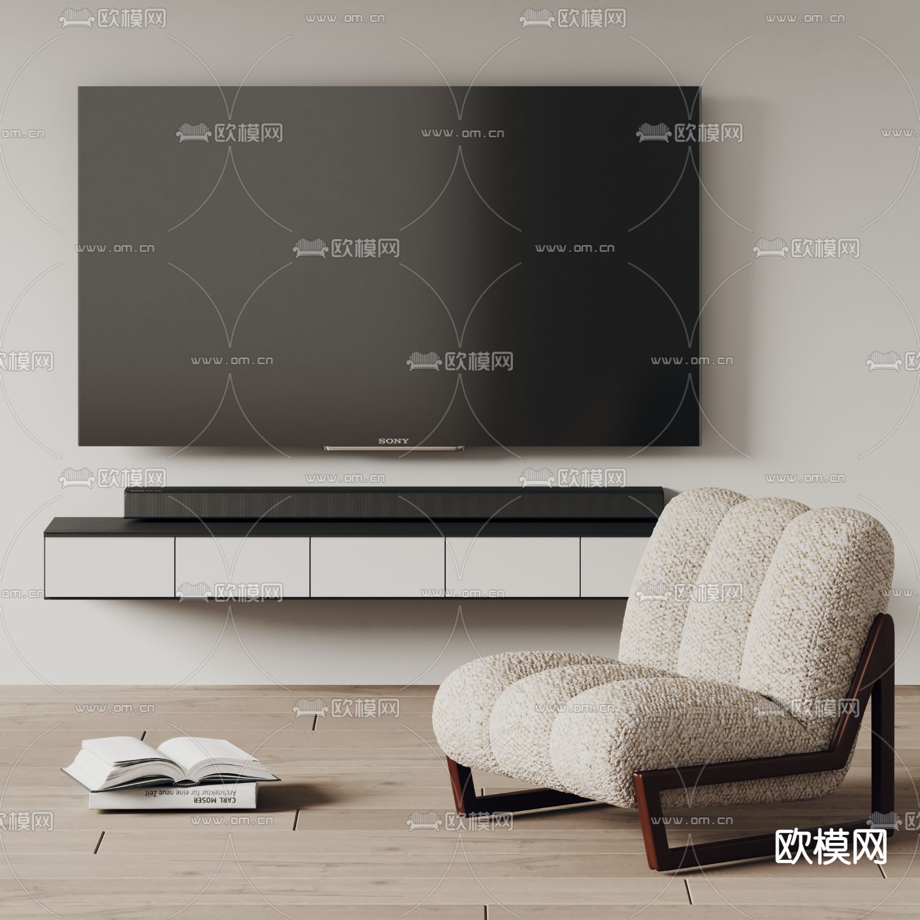 壁挂电视柜 电视机3d模型下载