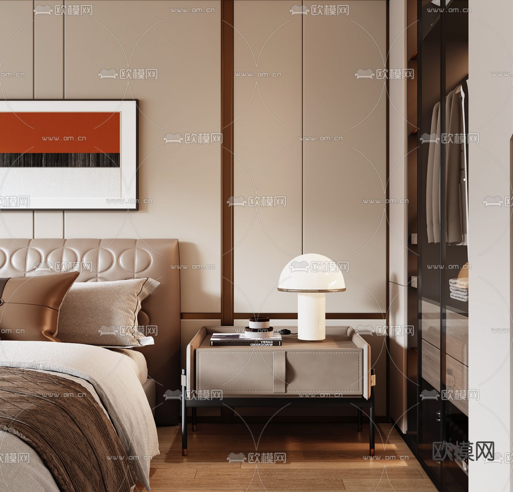 现代床头柜3d模型下载