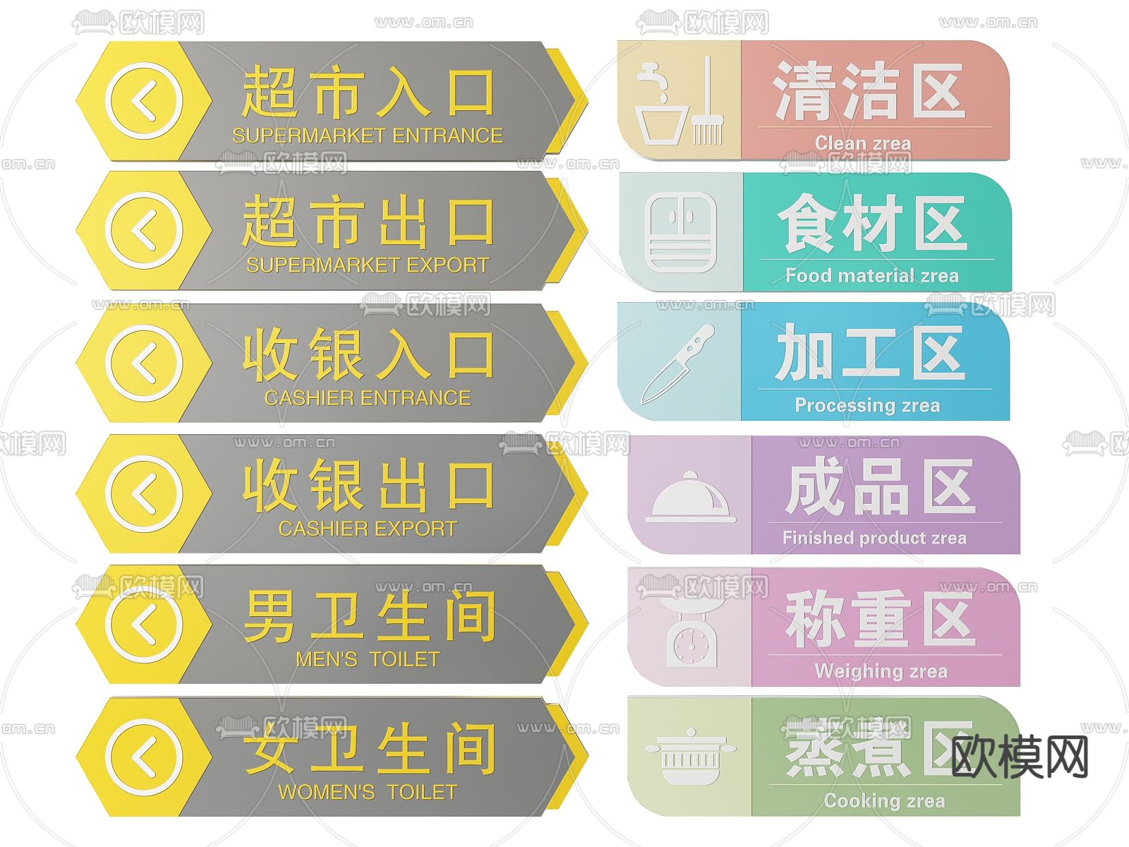 超市指示牌 标识牌 导视牌su模型下载（渲染图2）