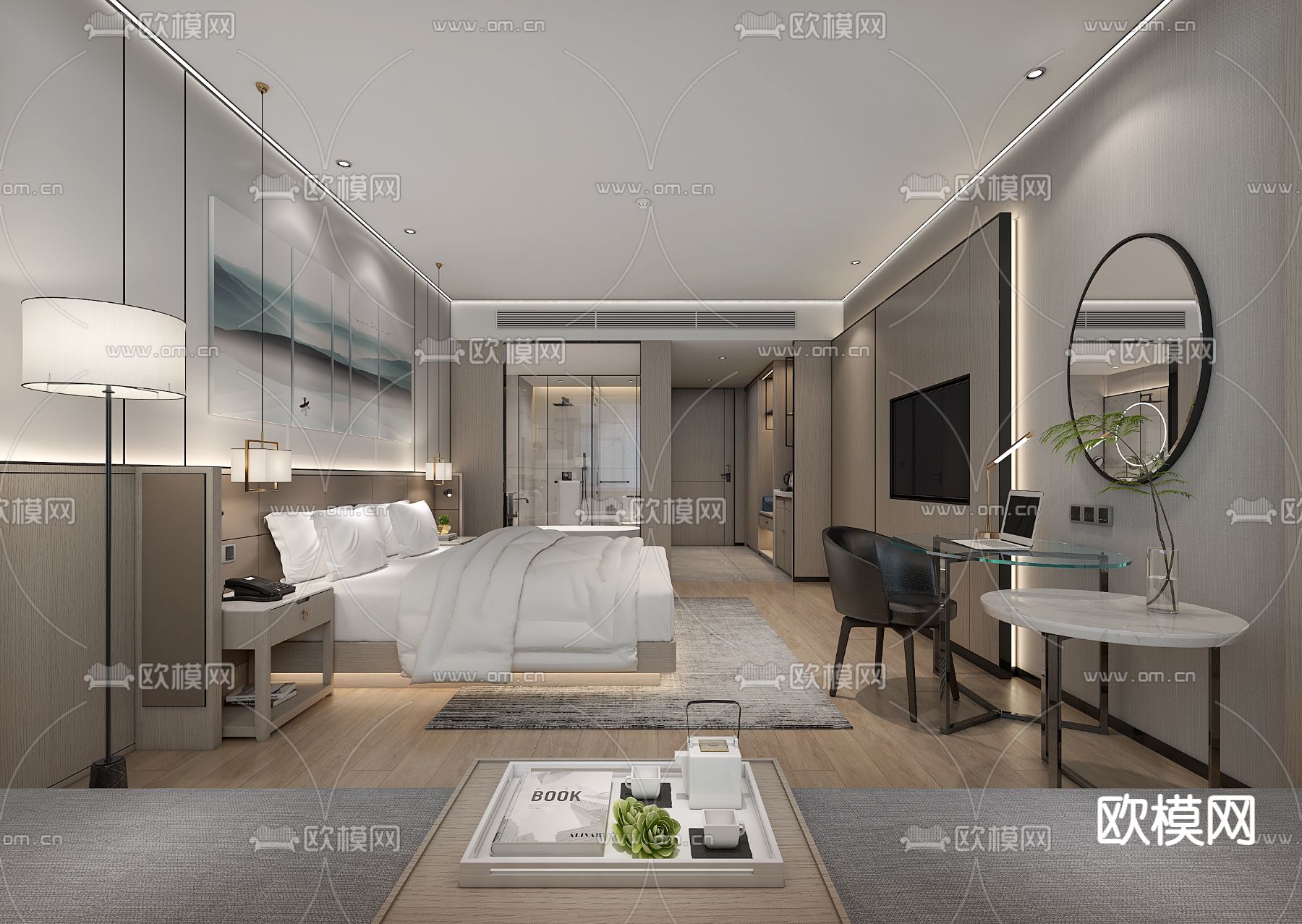 酒店客房 大床房免费3d模型下载