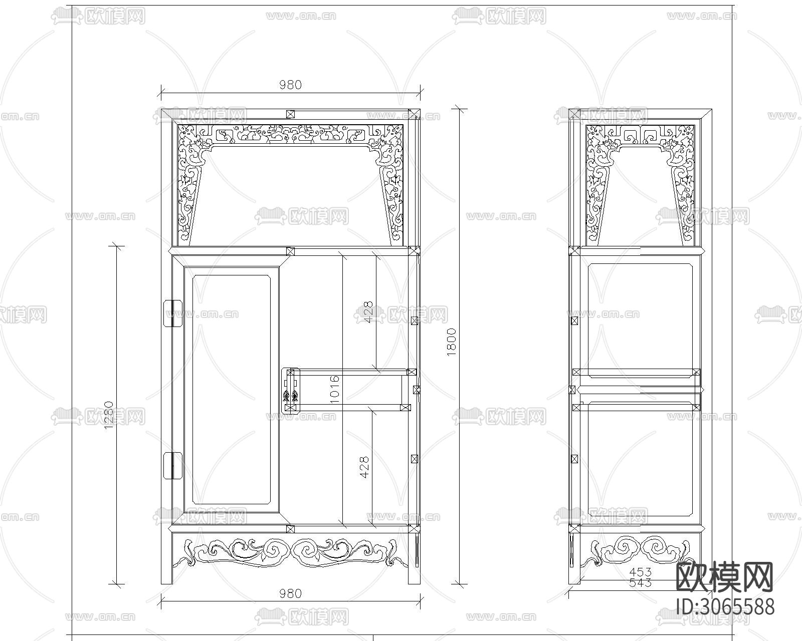 中式柜cad图库下载（渲染图8）