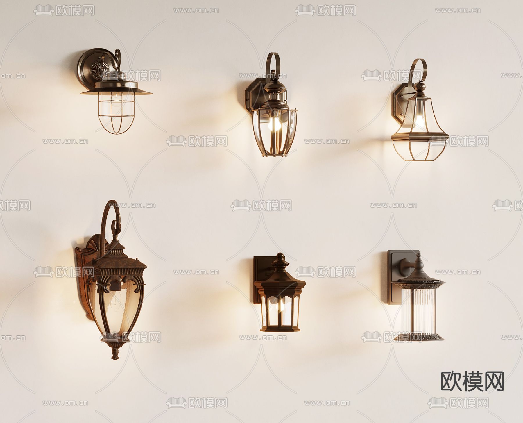 欧式壁灯 户外壁灯3d模型下载