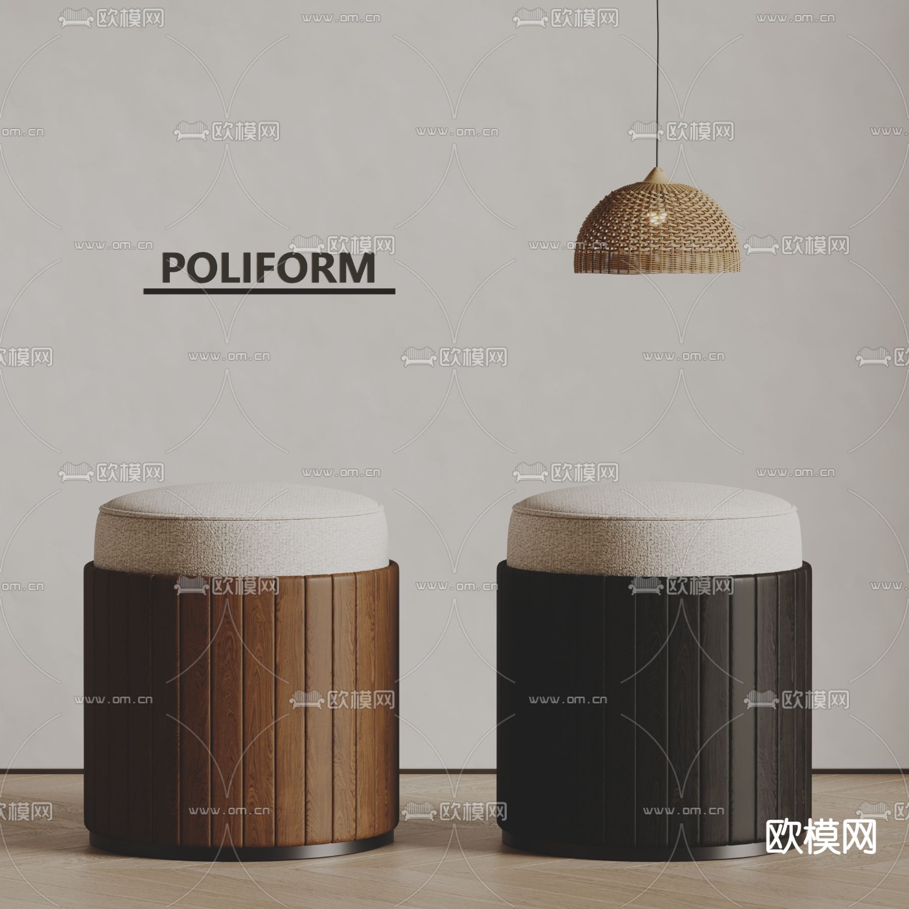Poliform 沙发凳 凳子 坐凳 圆凳3d模型下载