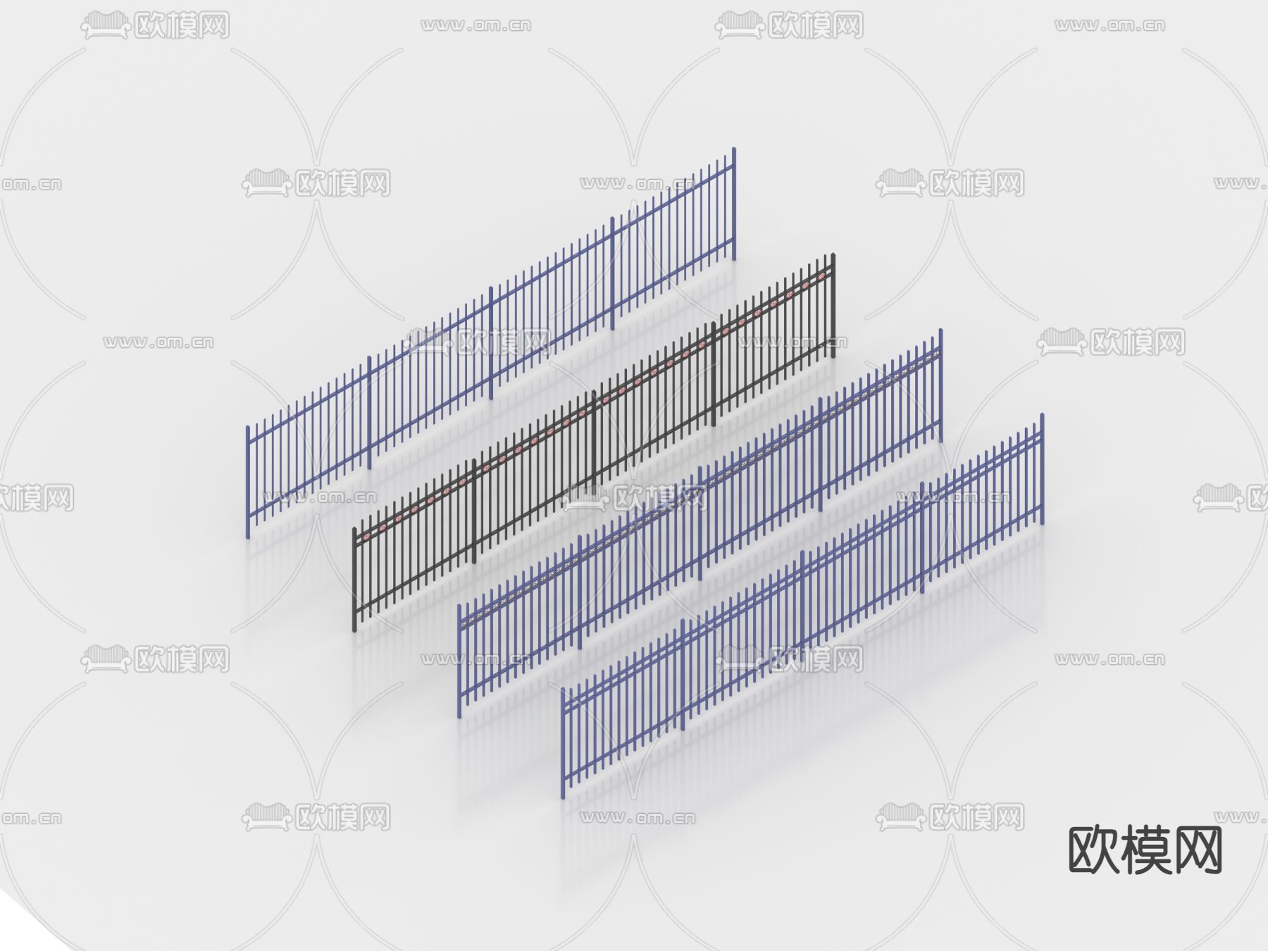 防撞栏杆 护栏 围栏 栏河免费3d模型下载