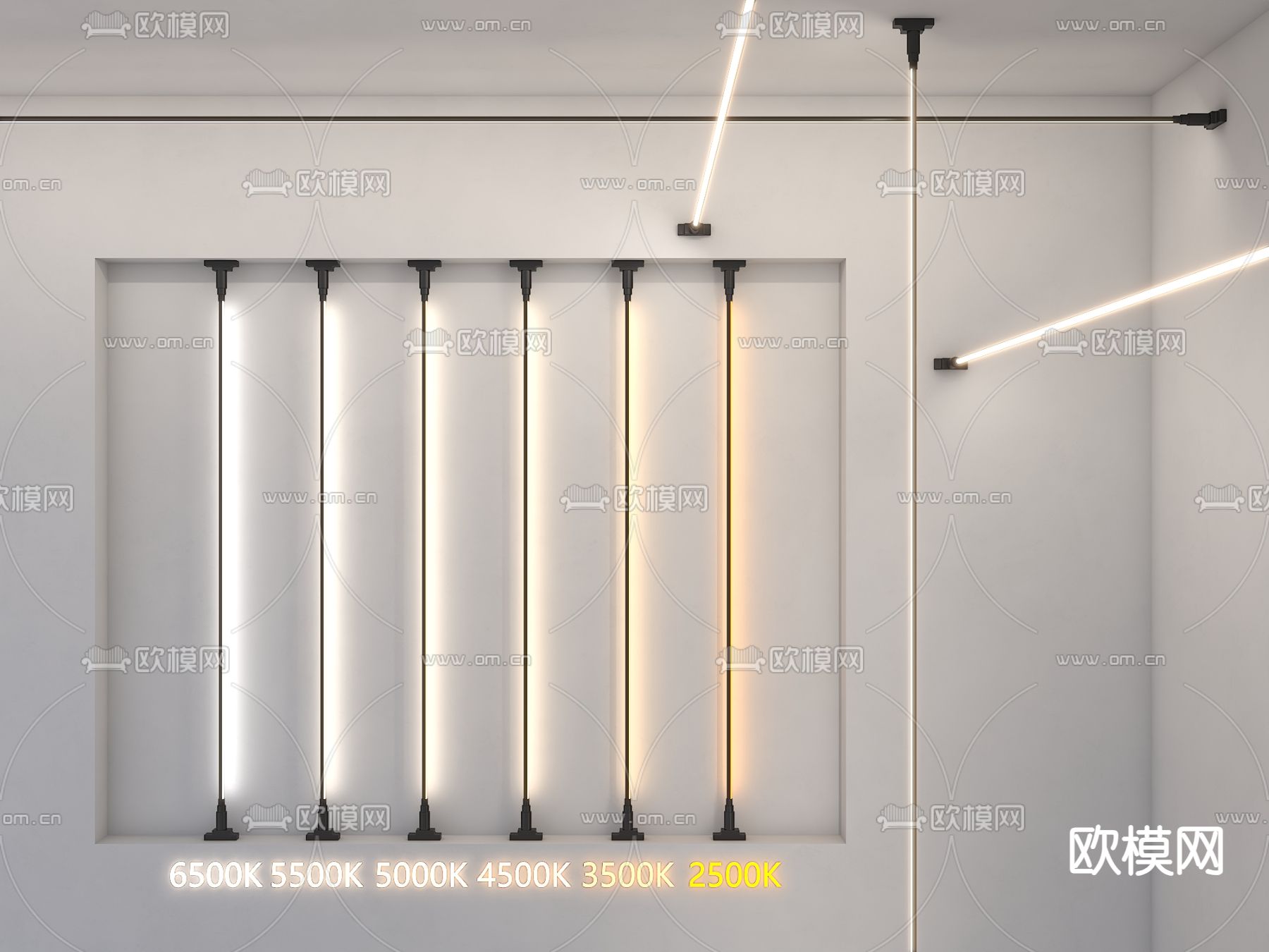 壁灯 线形灯 钢带灯 灯带3d模型下载