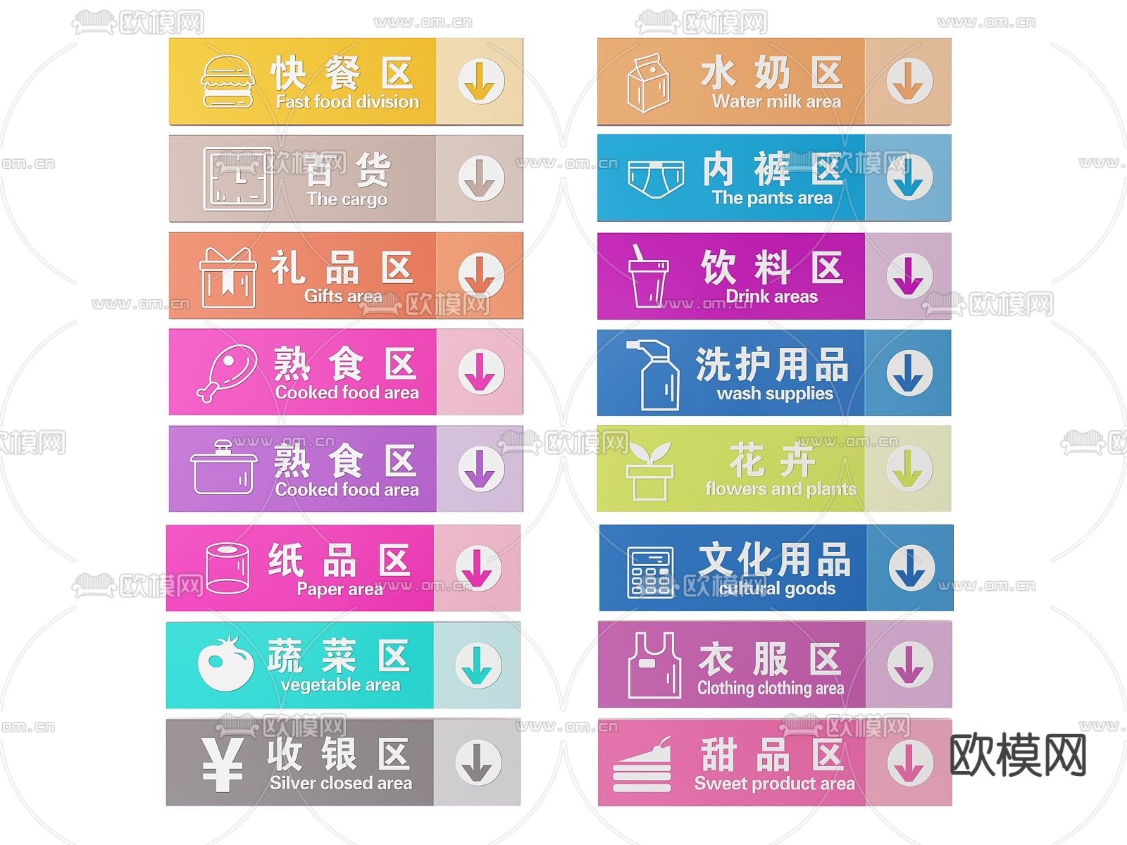 超市指示牌 标识牌 导视牌su模型下载（渲染图2）