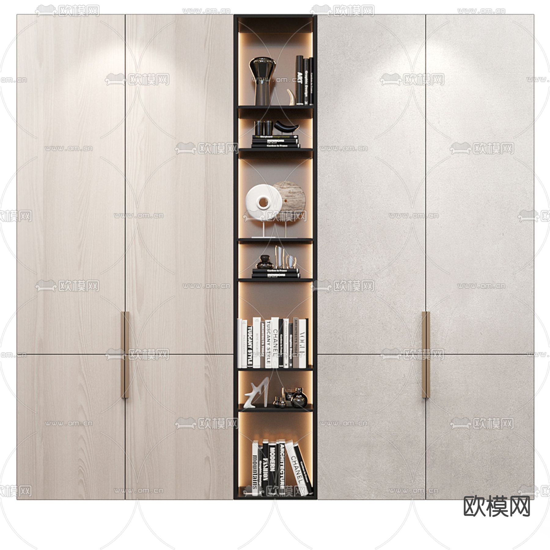 现代书柜3d模型下载