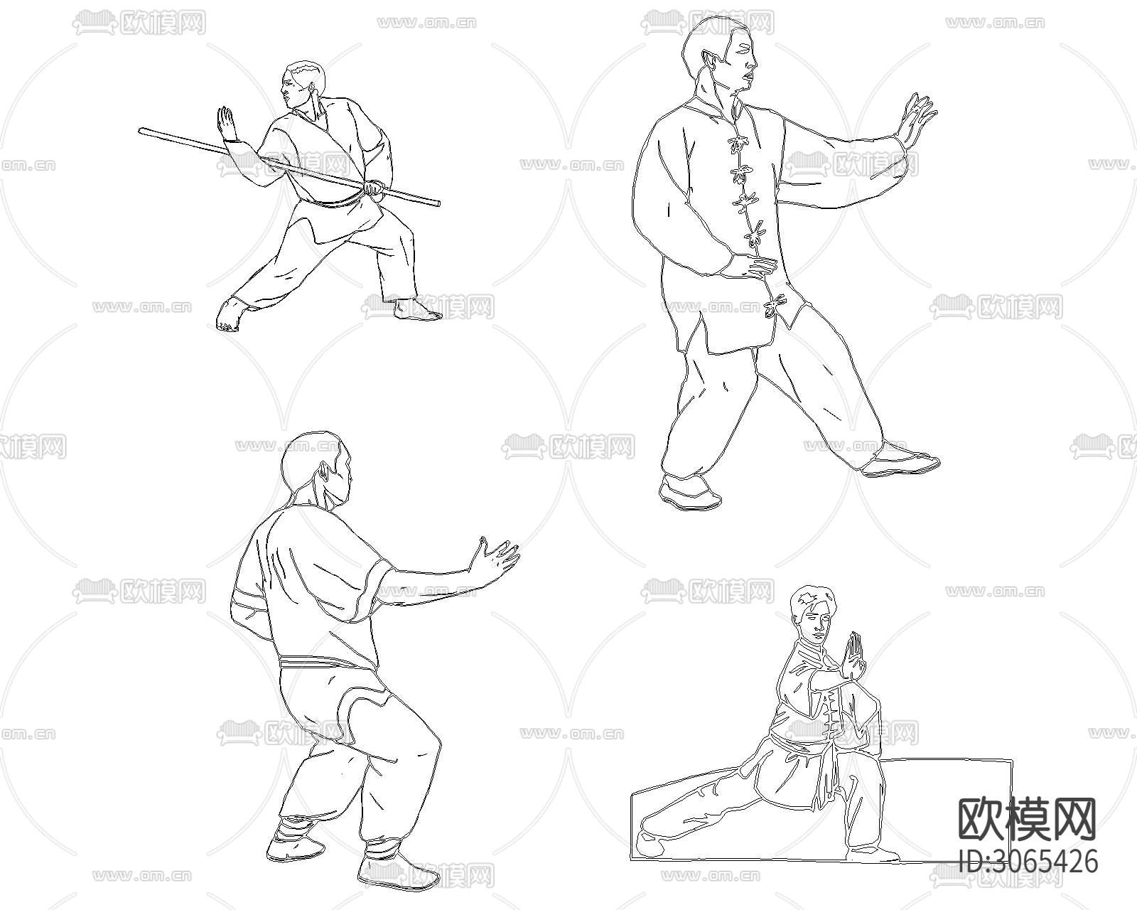 中国娃娃 武功小孩cad图库下载（渲染图5）