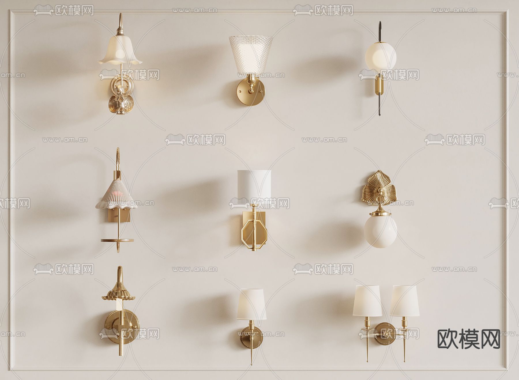 法式壁灯 轻奢壁灯3d模型下载
