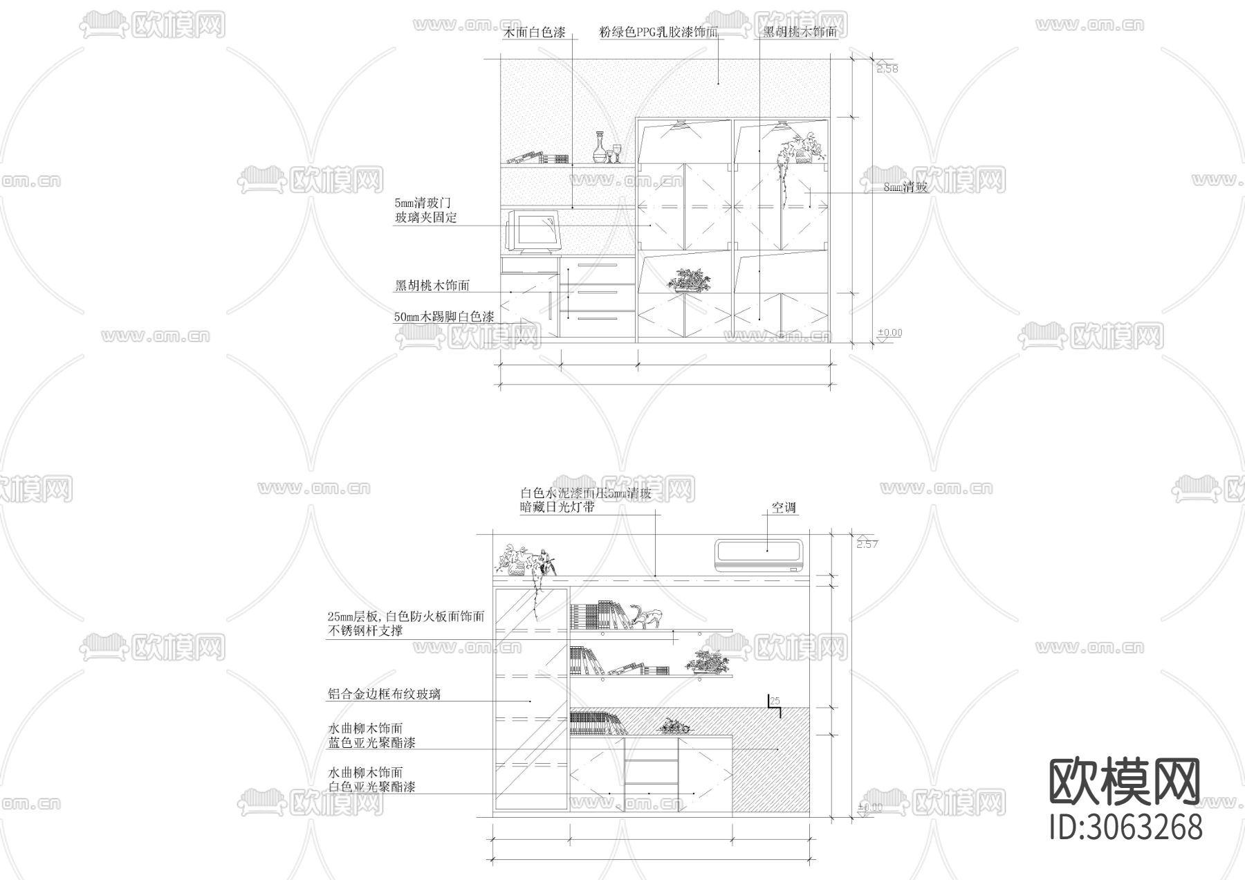 100套室内各类柜体cad图库下载（渲染图7）