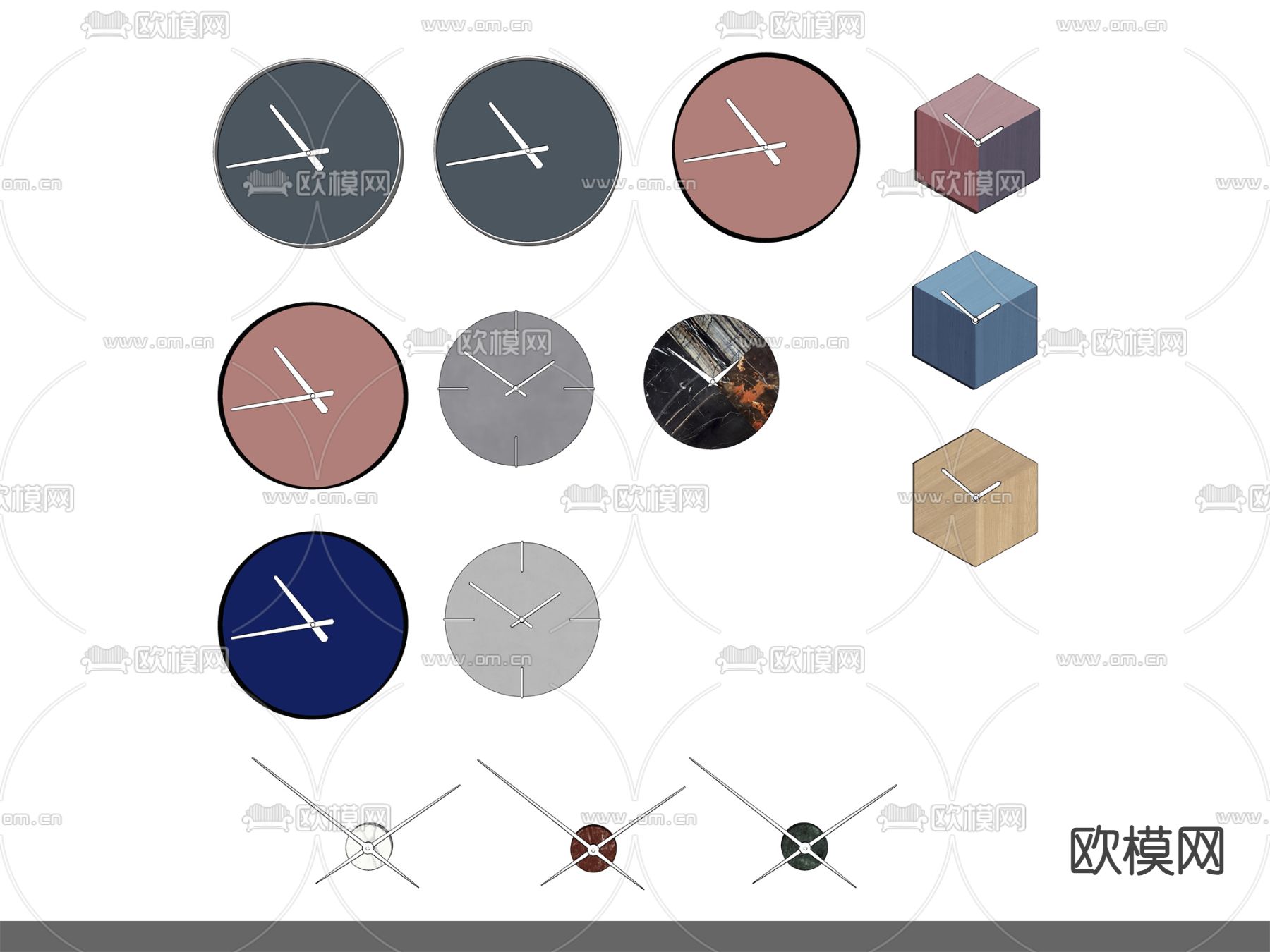 现代挂钟 钟表 墙饰挂件su模型下载（渲染图1）