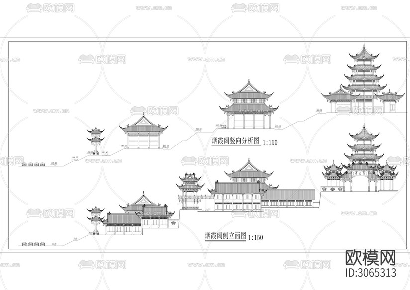 40套寺廟 寶殿 廟宇cad施工圖下載(渲染圖2)