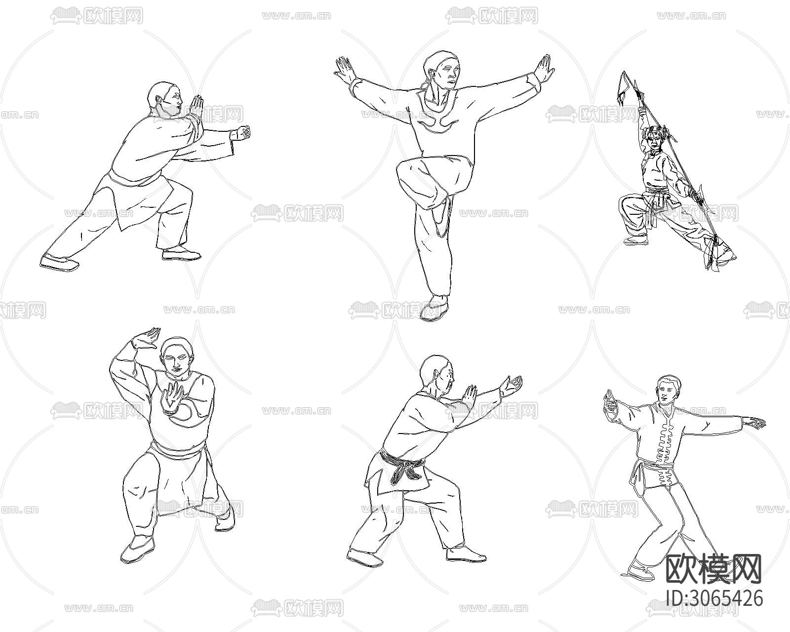 中国娃娃 武功小孩cad图库下载（渲染图6）