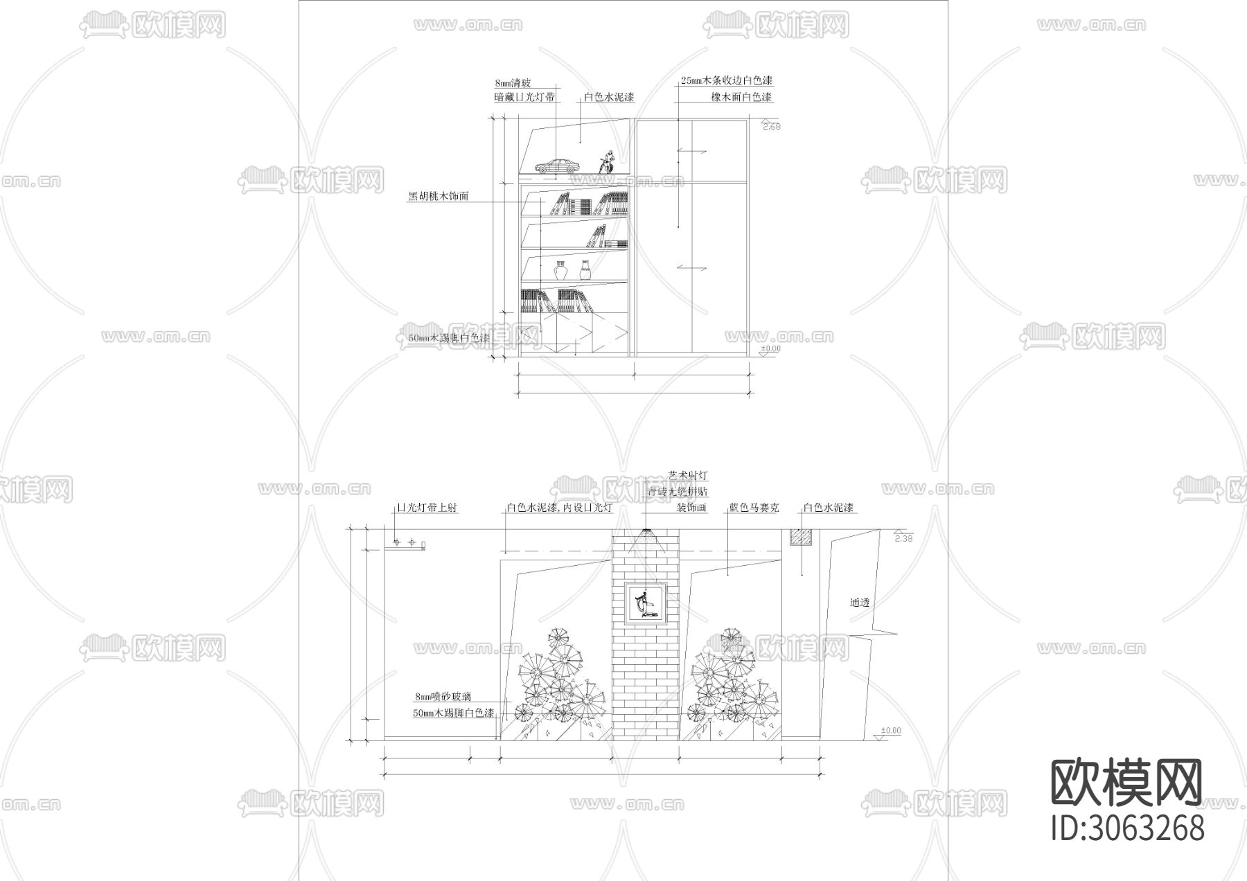 100套室内各类柜体cad图库下载（渲染图1）