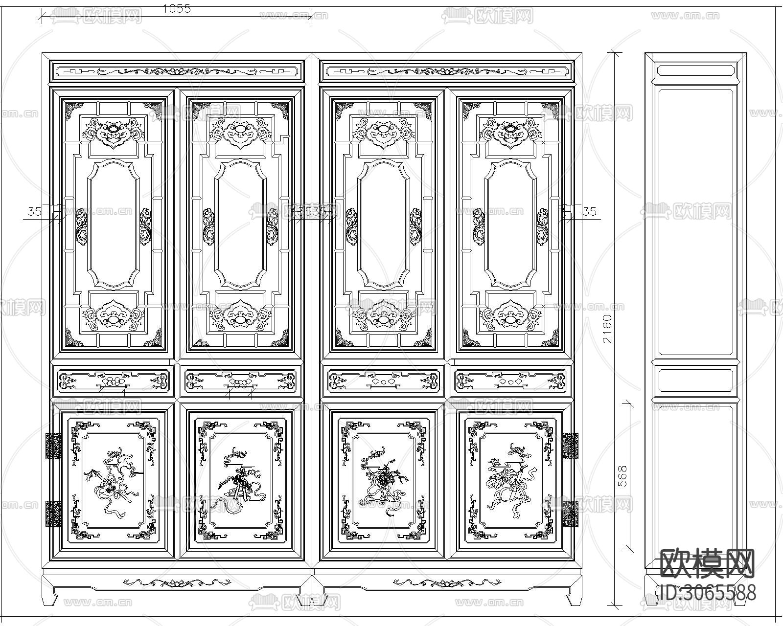 中式柜cad图库下载（渲染图7）
