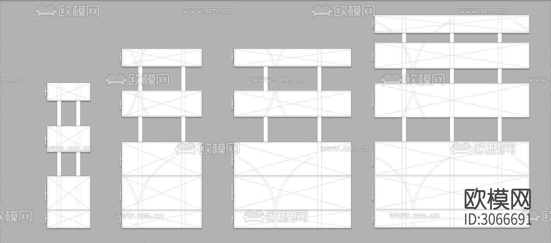档案柜 资料柜 储物柜cad图库下载（渲染图1）