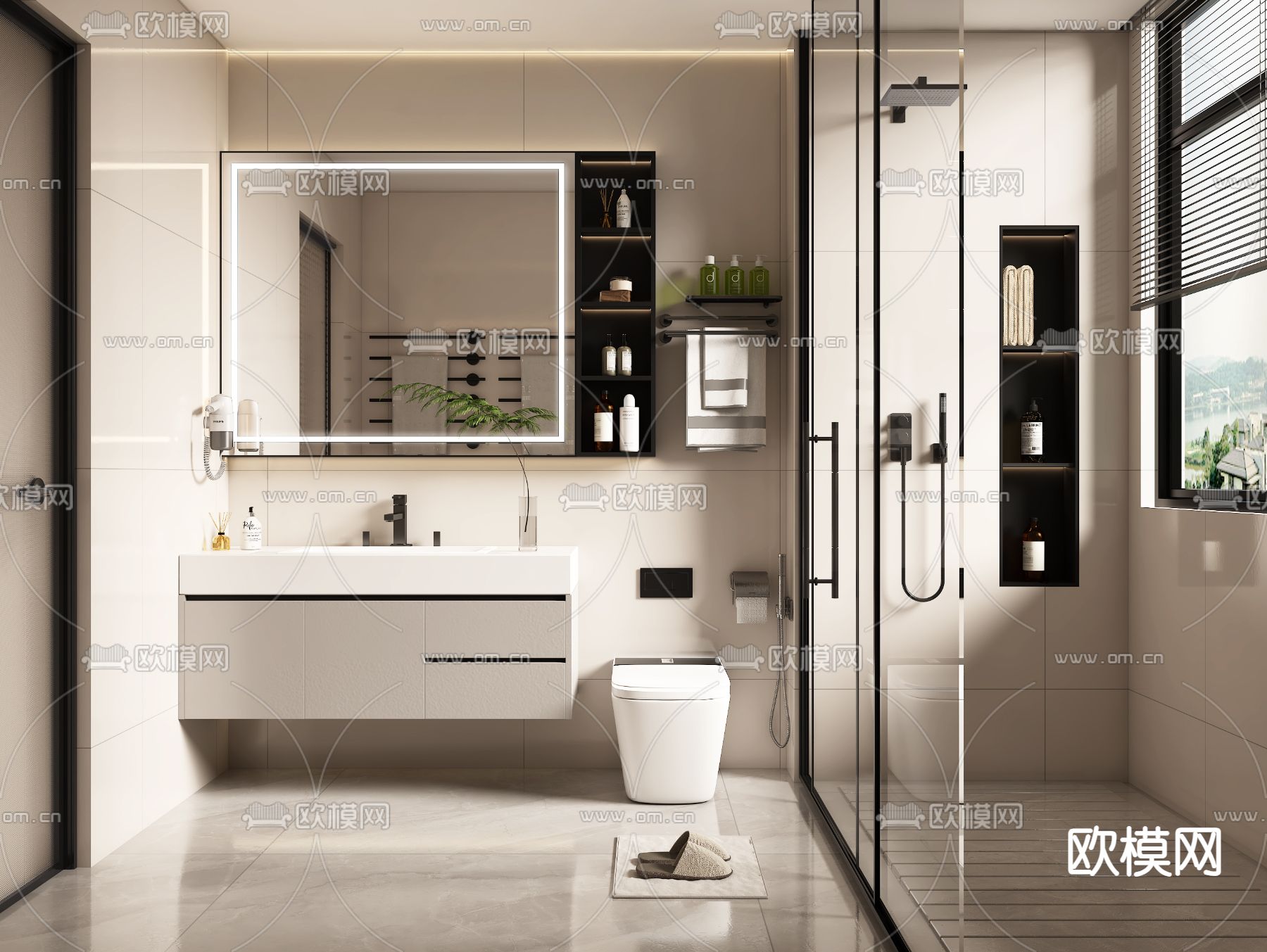 现代卫生间 浴室 洗手间3d模型下载