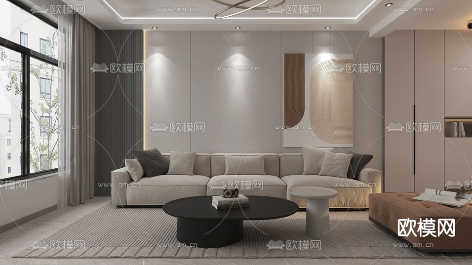 现代客餐厅免费3d模型下载(渲染图1)
