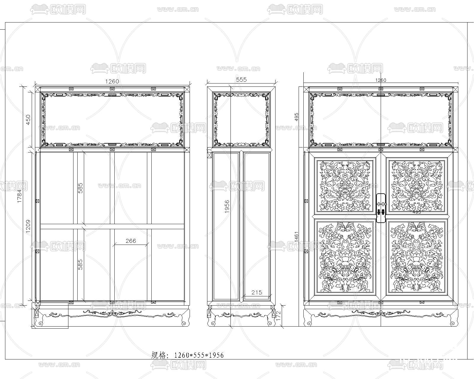 中式柜cad图库下载（渲染图2）