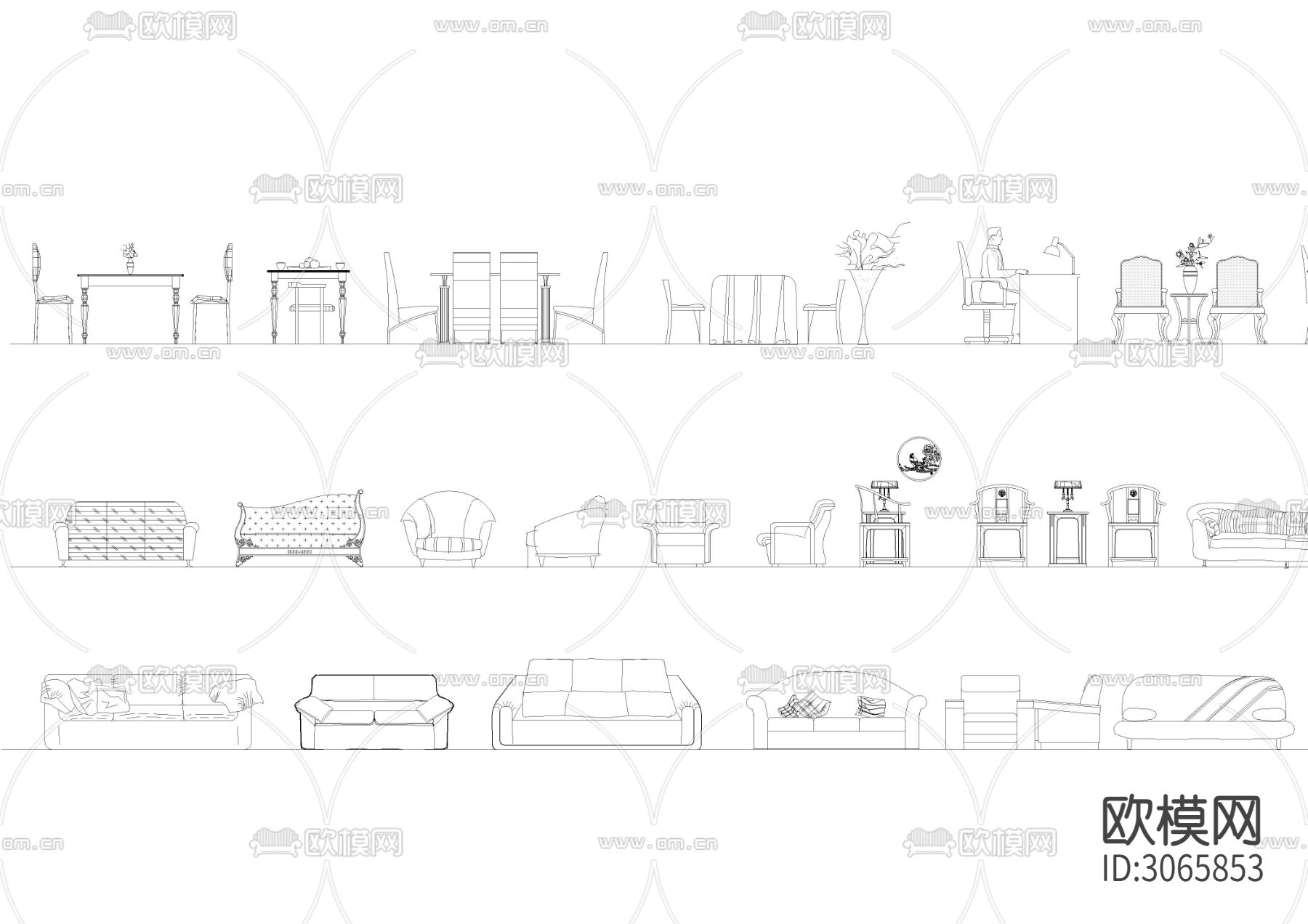 欧式家具cad图库下载（渲染图4）