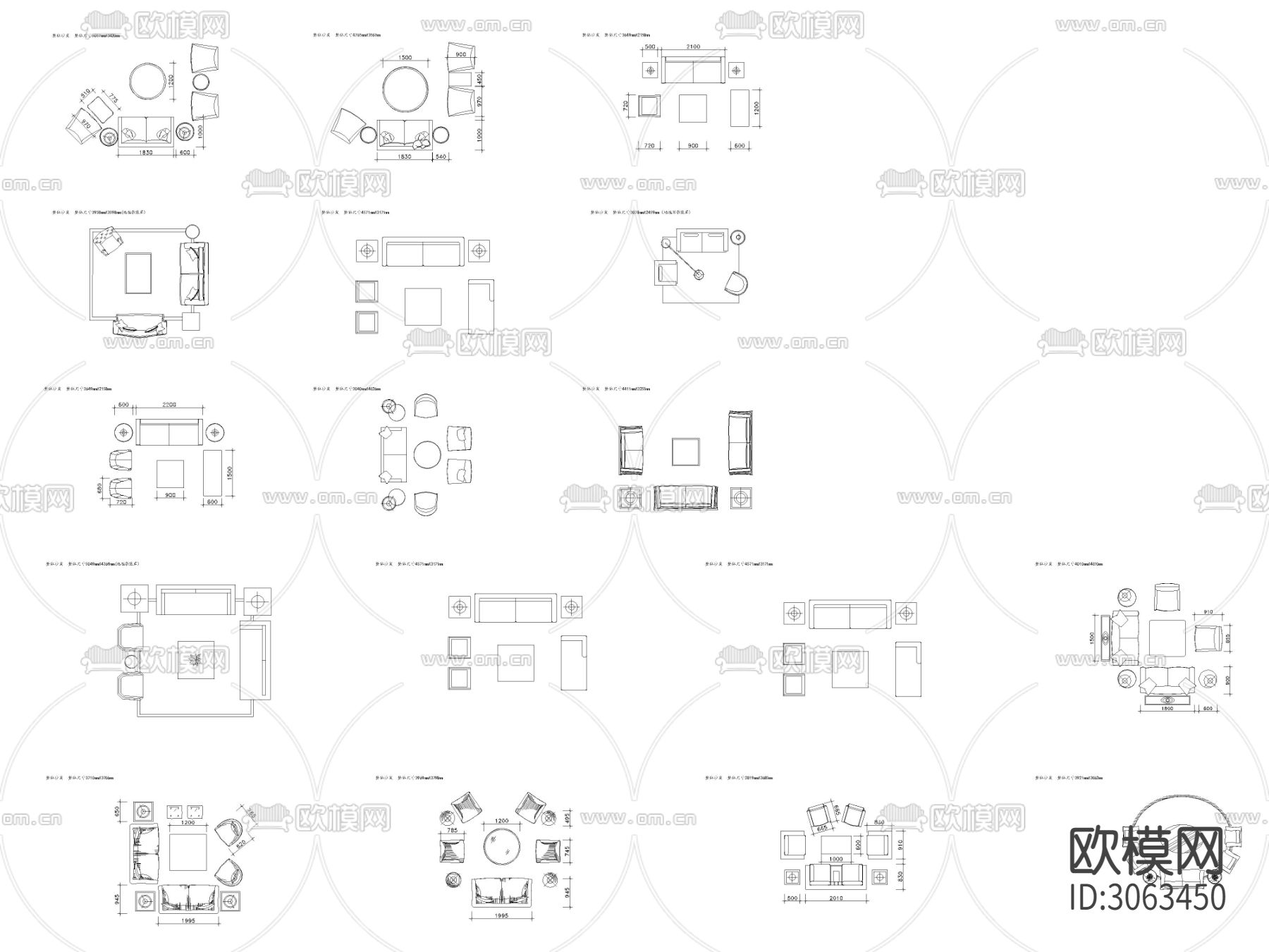 CAD沙发 二座组合沙发cad图库下载