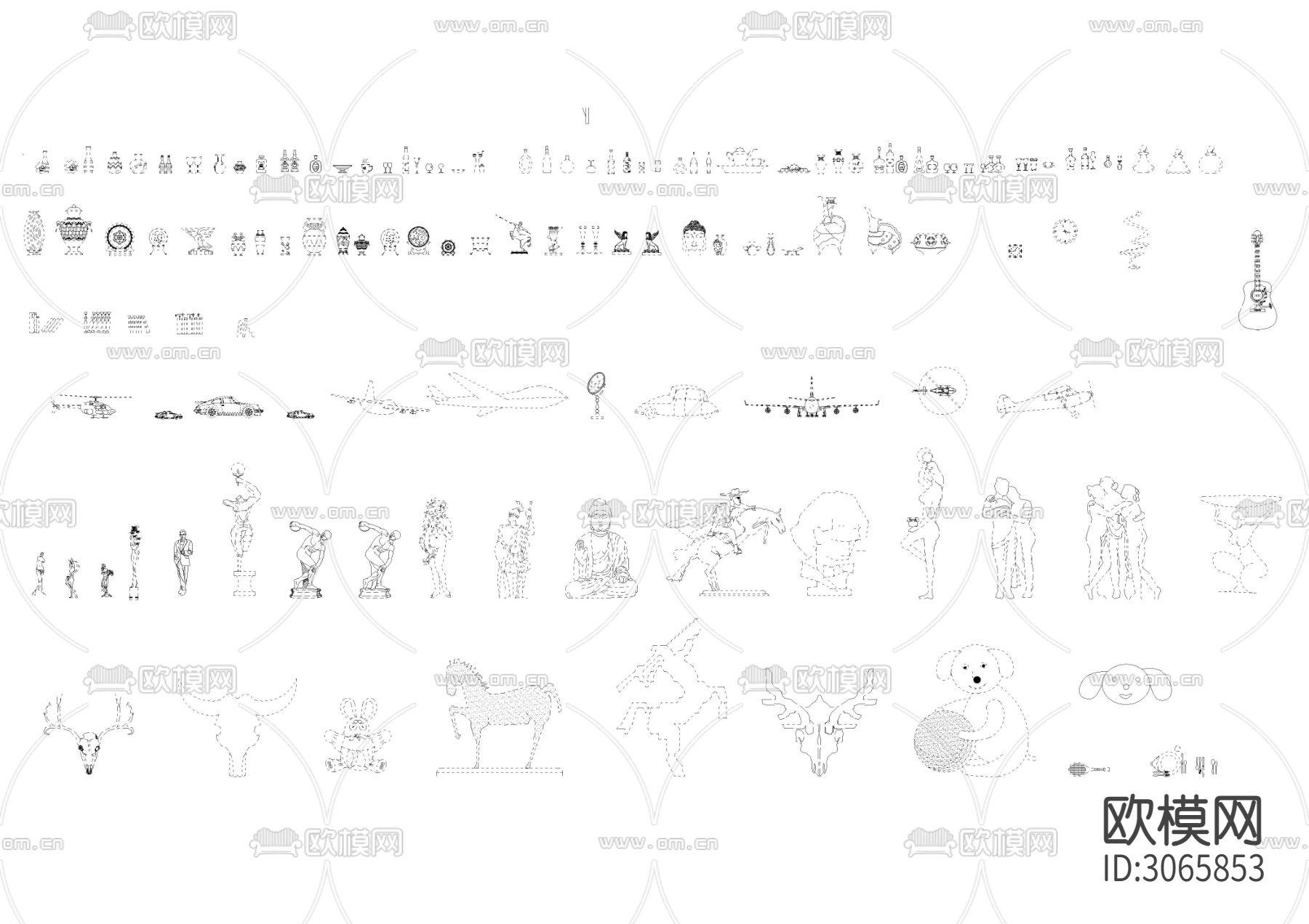 欧式家具cad图库下载（渲染图8）