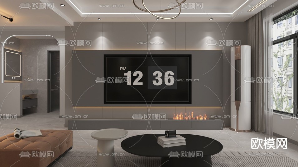 现代客餐厅免费3d模型下载(渲染图2)