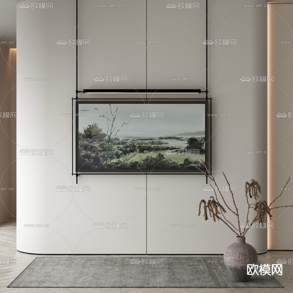 侘寂画 风景画 装饰画 壁画灯3d模型下载