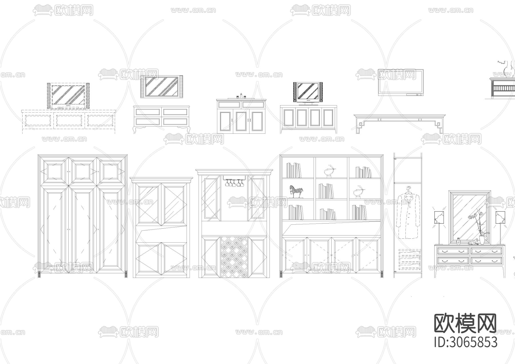欧式家具cad图库下载（渲染图7）