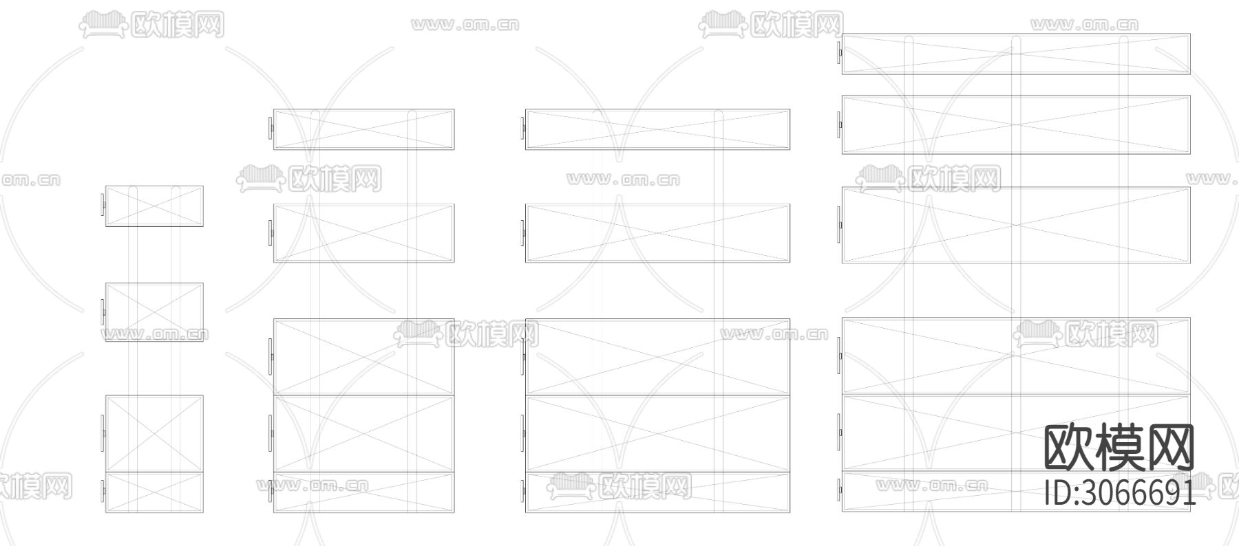 档案柜 资料柜 储物柜cad图库下载（渲染图2）