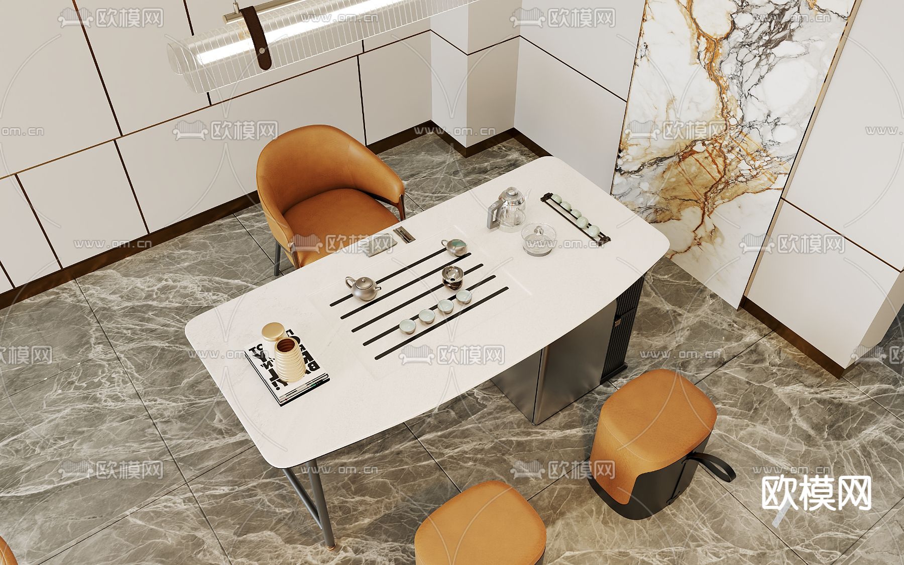 现代棋牌室 麻将房3d模型下载（渲染图2）