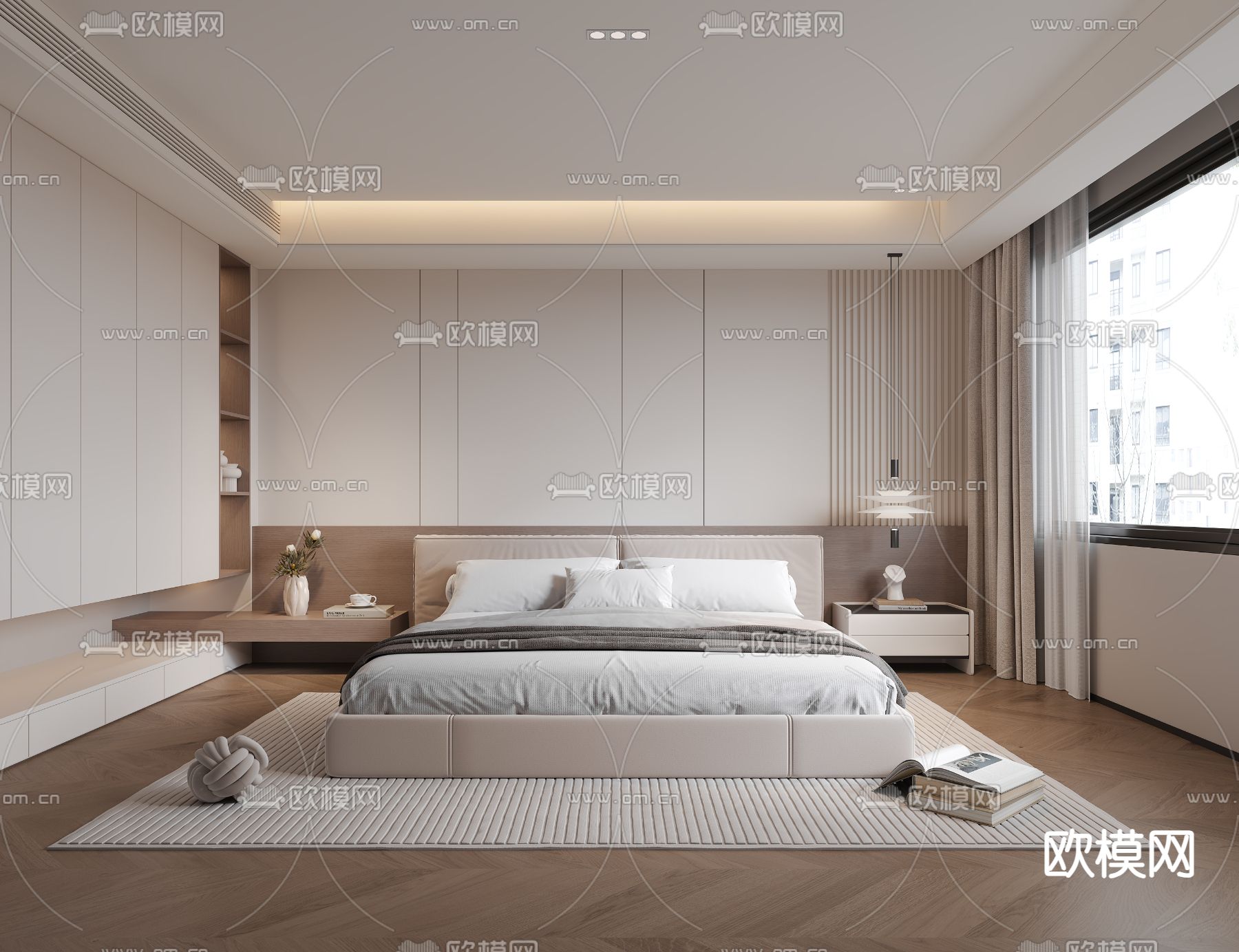 现代卧室 主人房3d模型下载