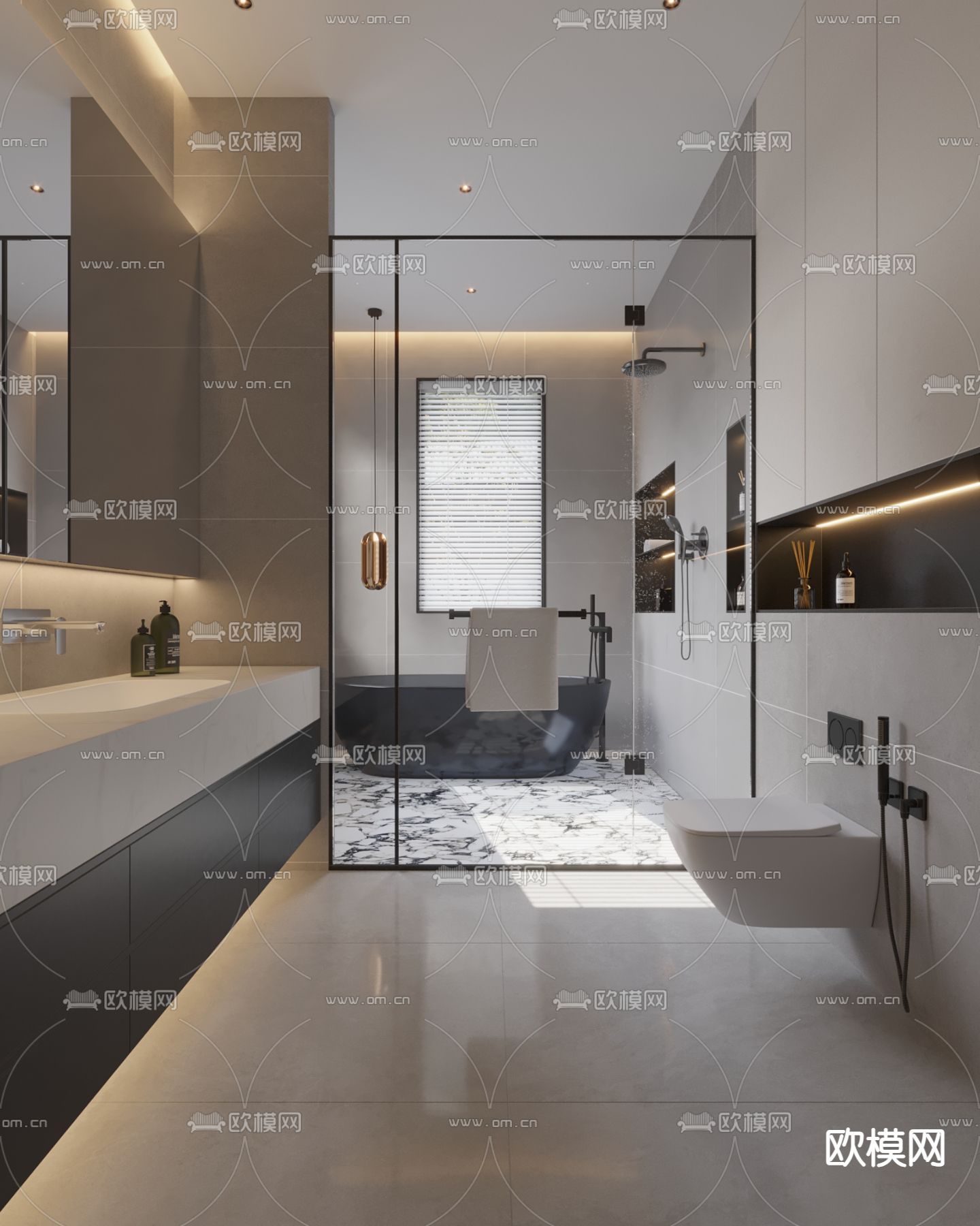 现代卫生间su模型下载（渲染图2）