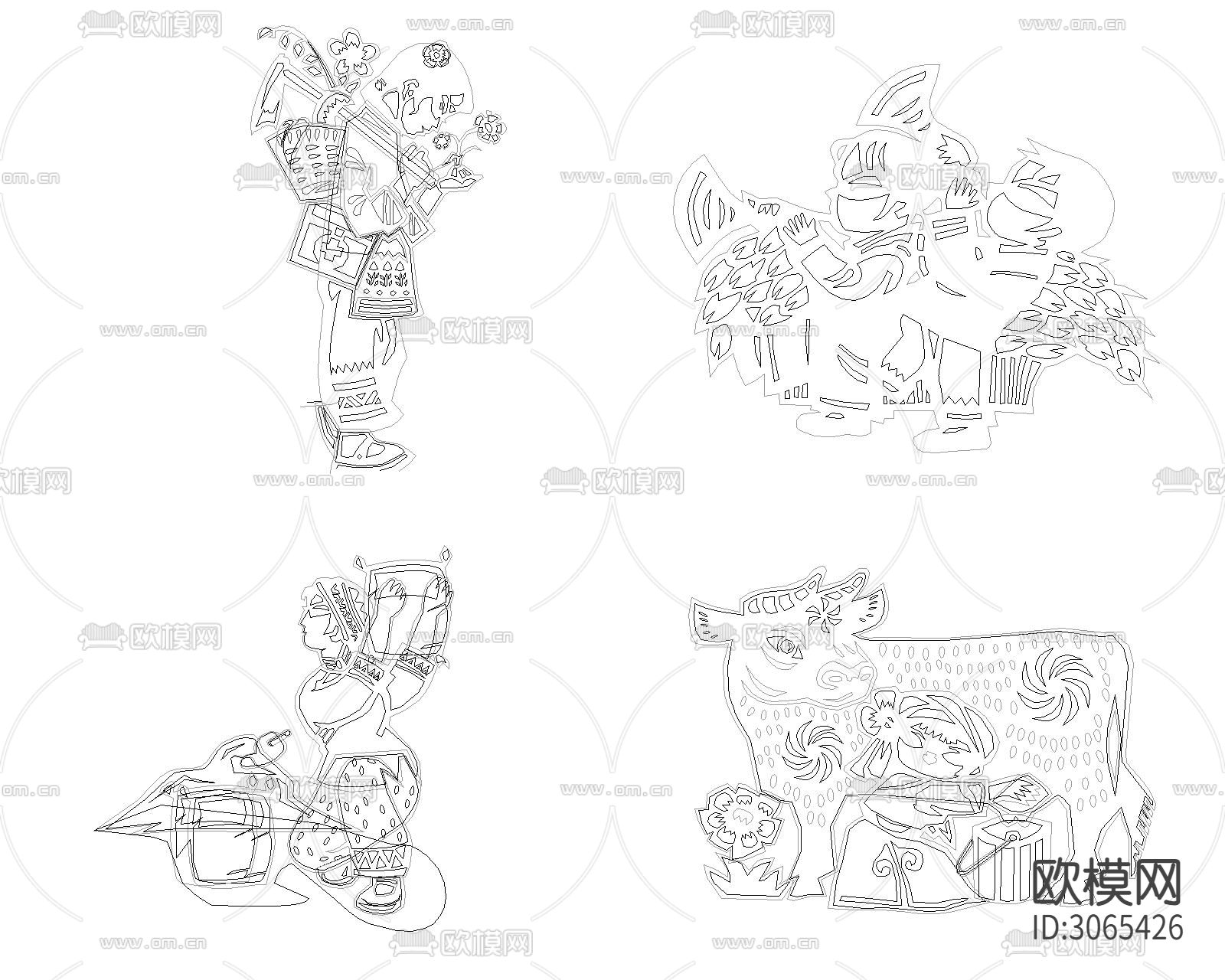 中国娃娃 武功小孩cad图库下载（渲染图9）