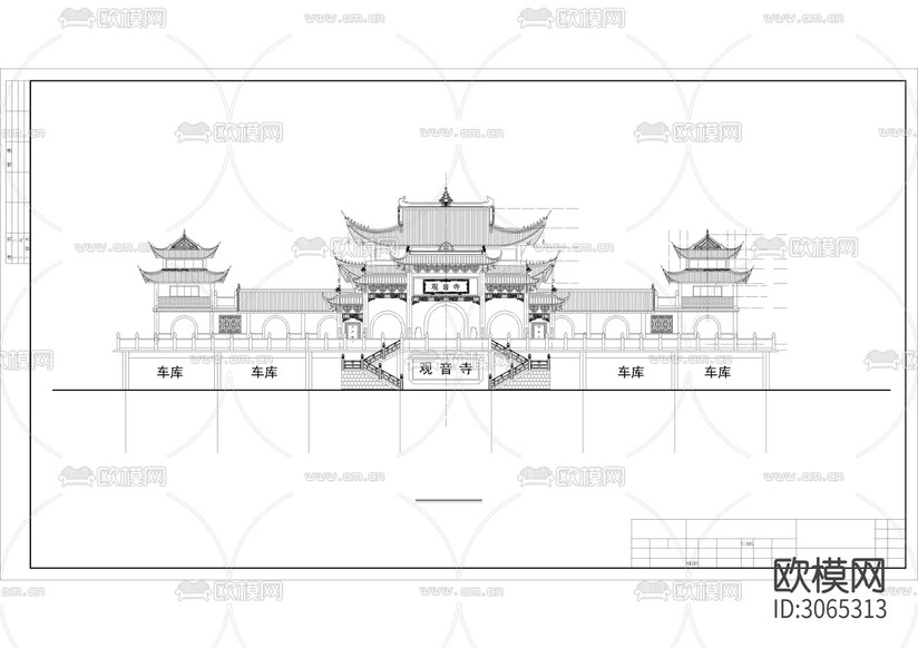 40套寺廟 寶殿 廟宇cad施工圖下載(渲染圖4)