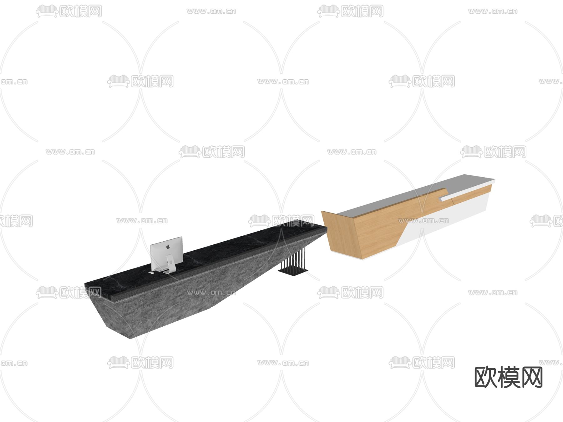 现代接待台 前台 吧台su模型下载（渲染图1）