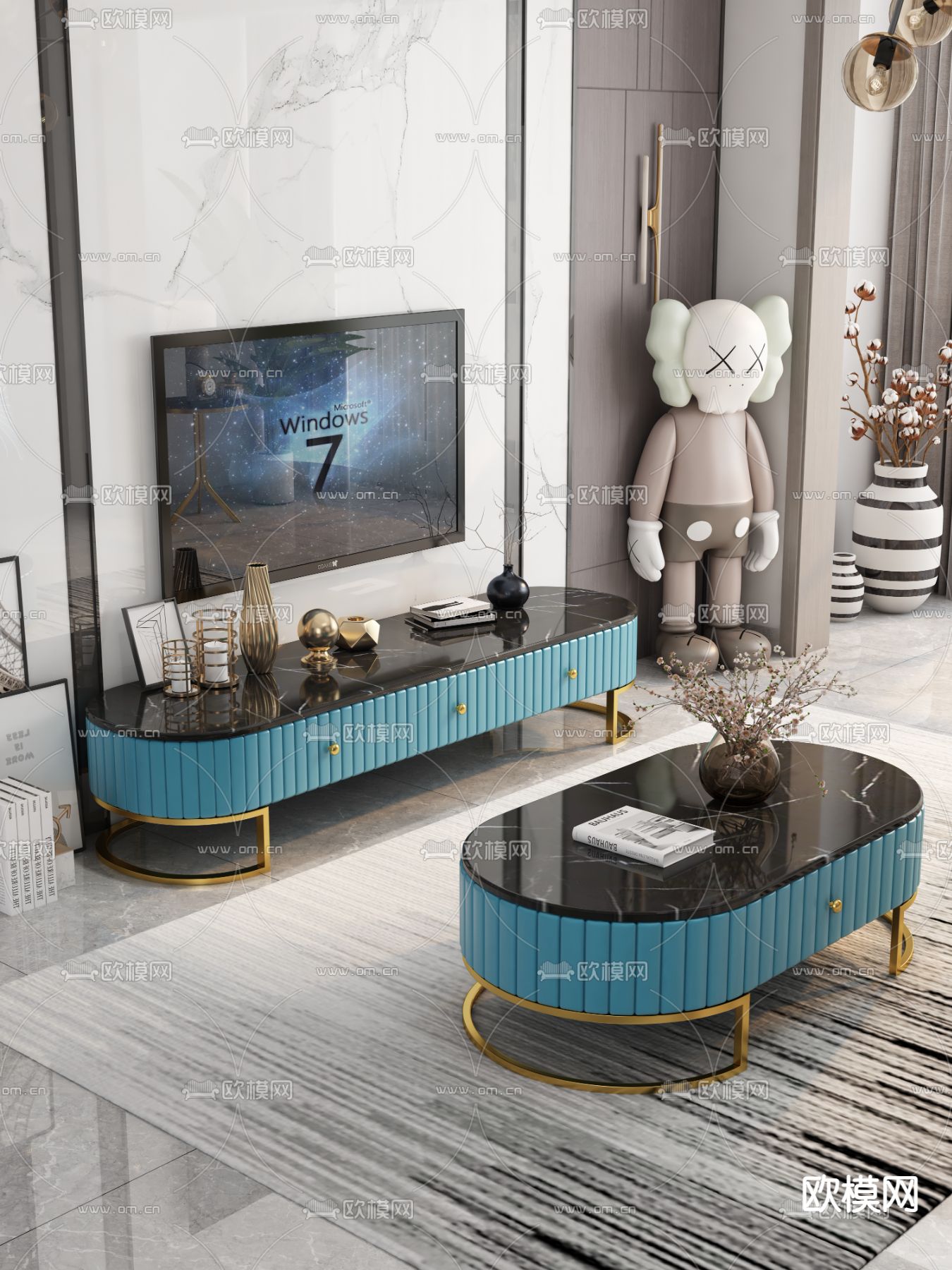 轻奢电视柜3d模型下载