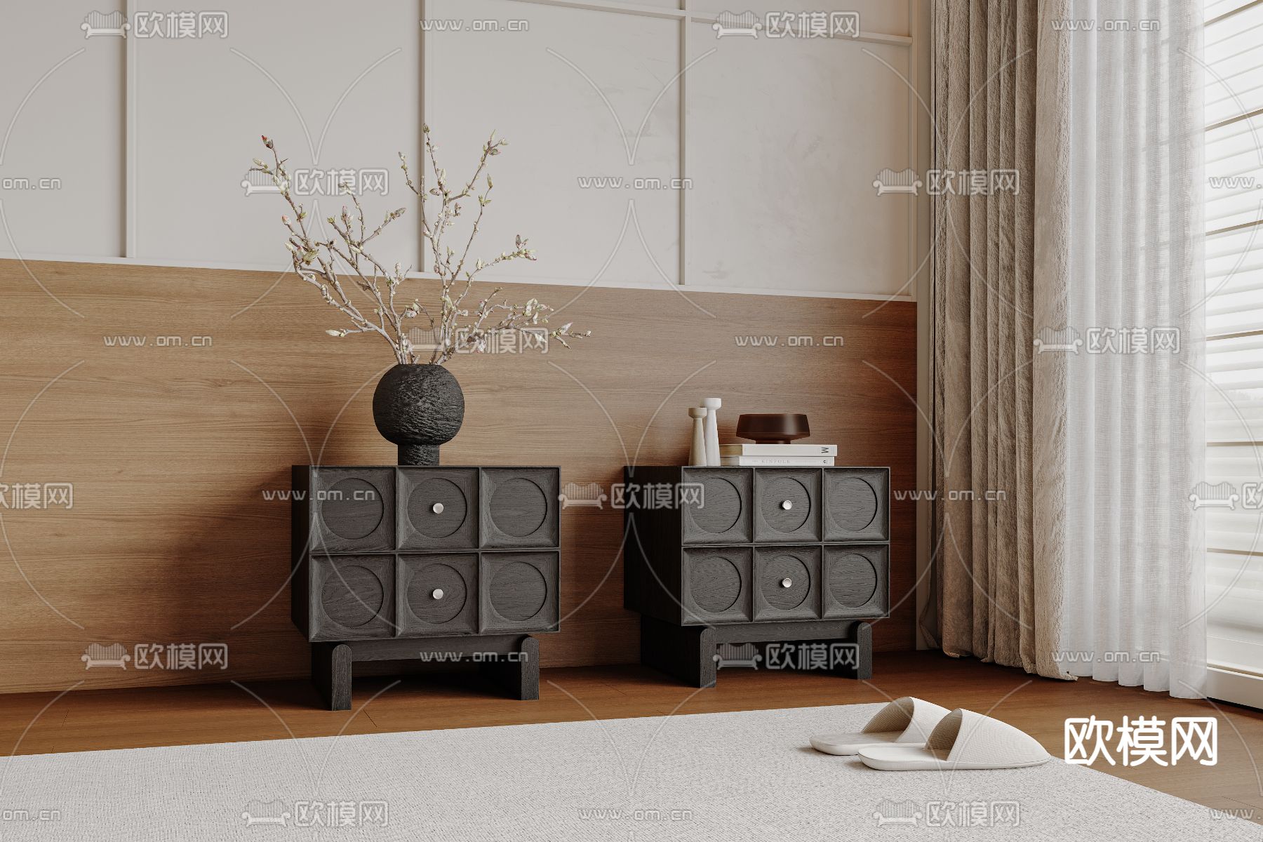 中古风床头柜3d模型下载