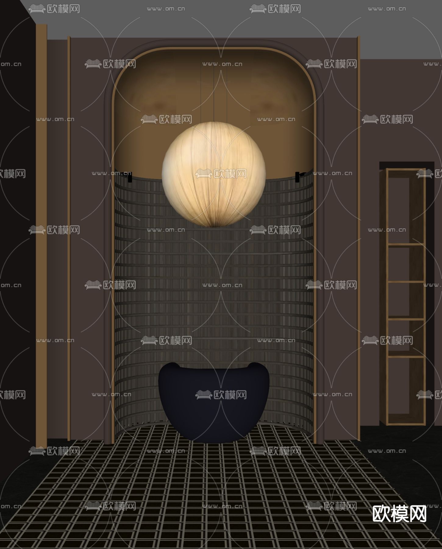 现代前台 接待处 接待台 圆球灯su模型下载（渲染图4）