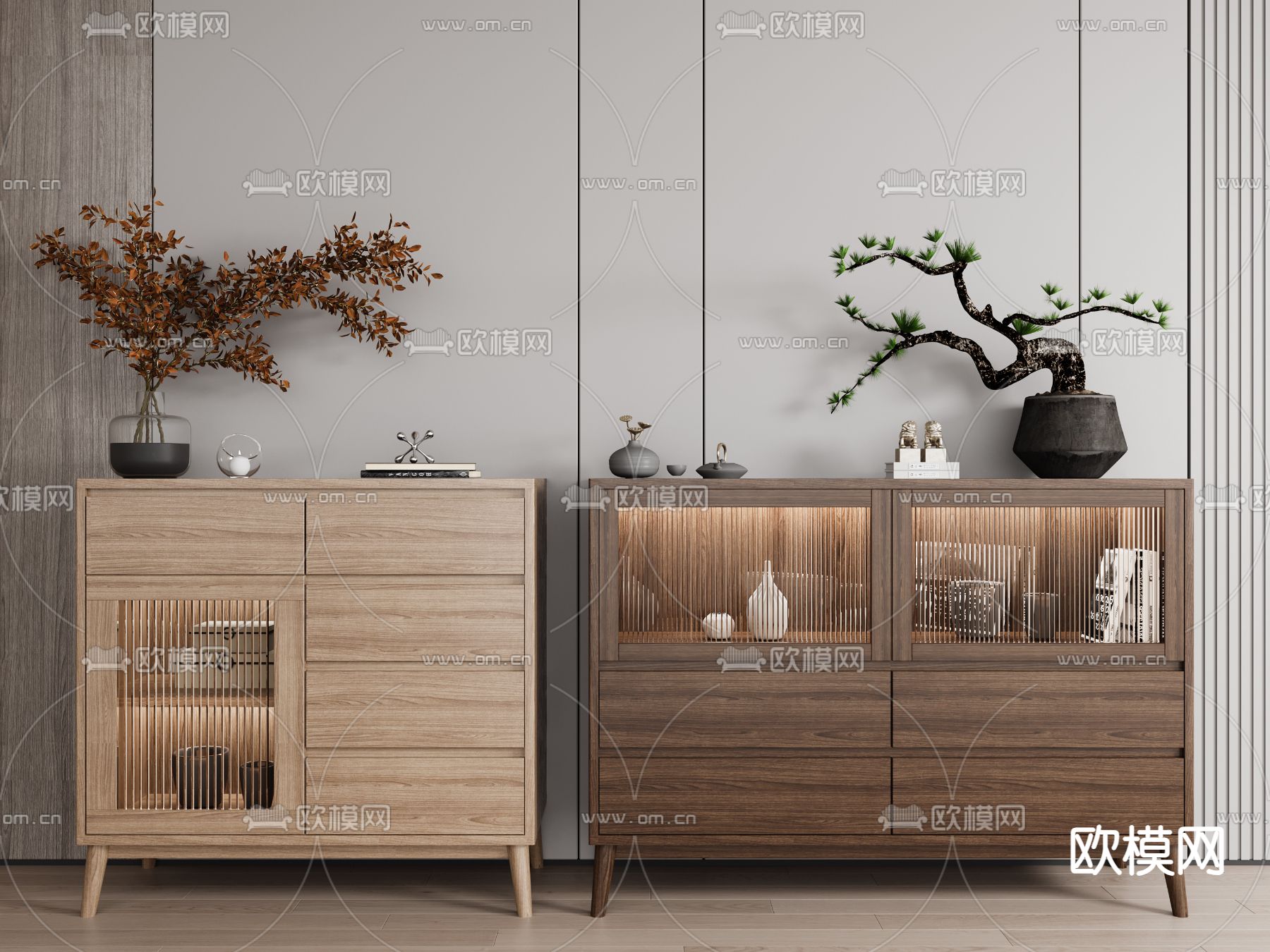 新中式餐边柜 玄关柜3d模型下载