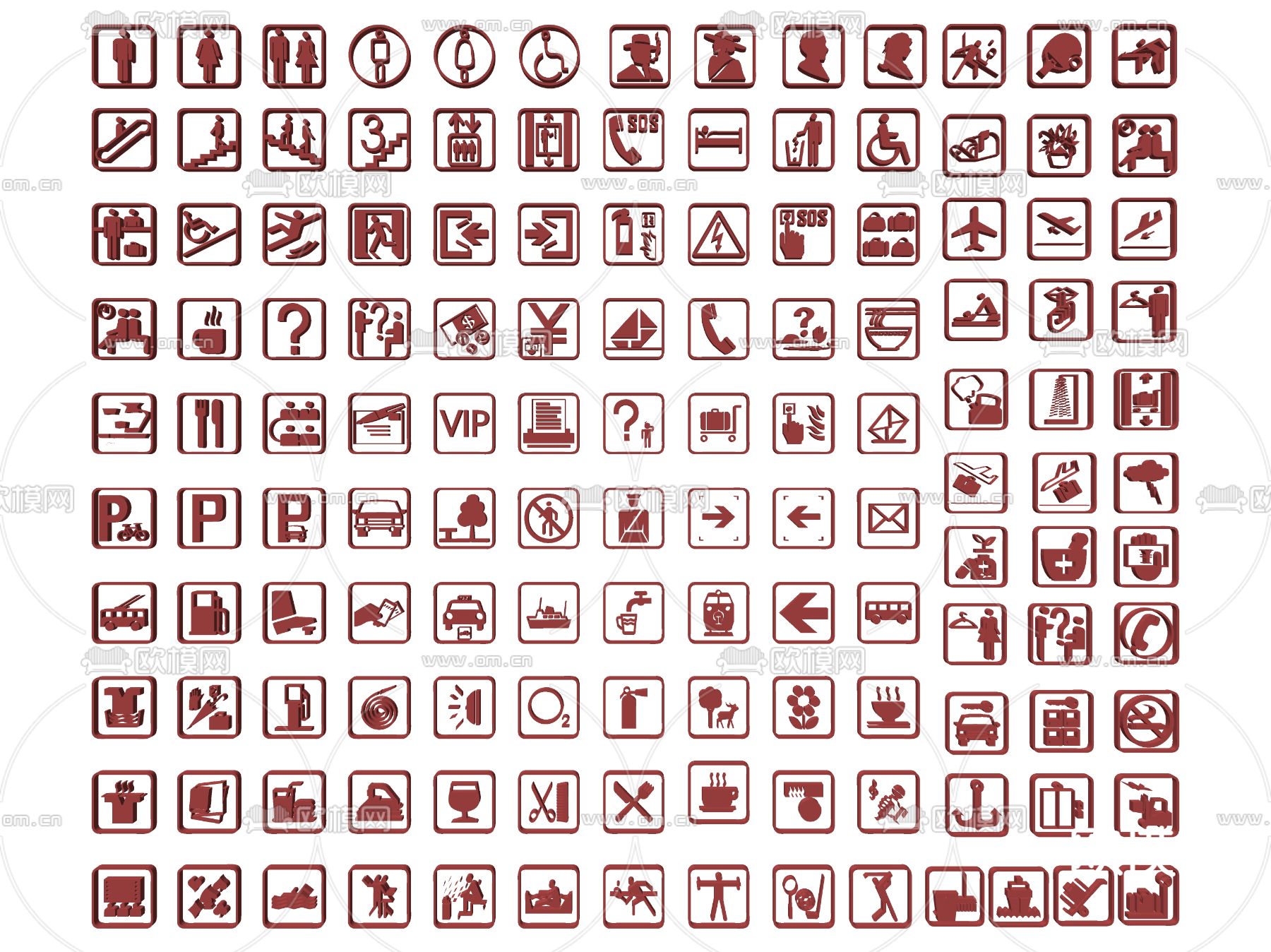 酒店指示牌 日常生活图标 标识牌 导视牌 酒店提示牌su模型下载（渲染图2）