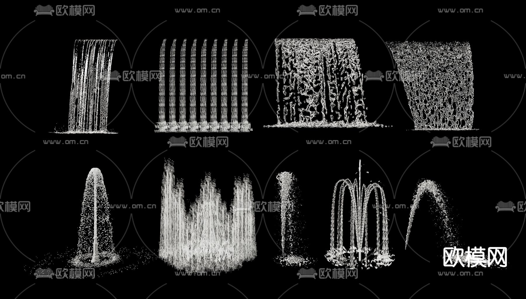 瀑布 水幕墙 流水3d模型下载