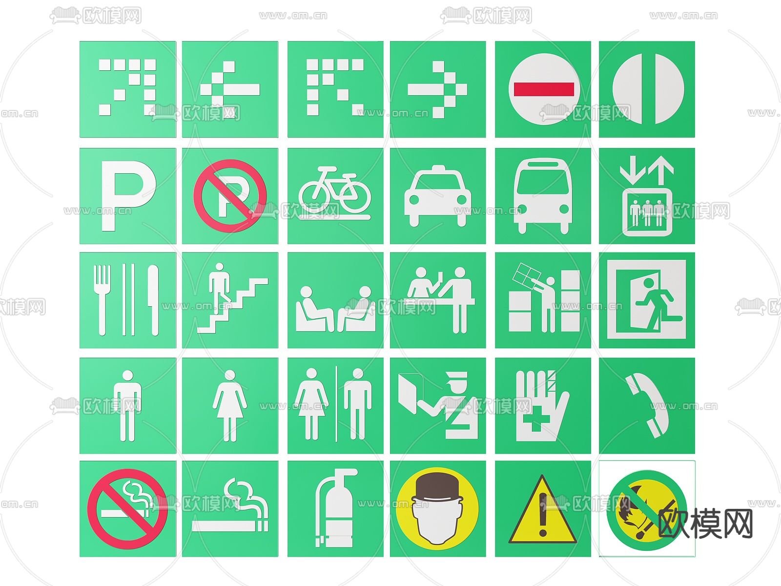 公共指示牌 公共场所标识牌 公共区域提示牌su模型下载（渲染图1）