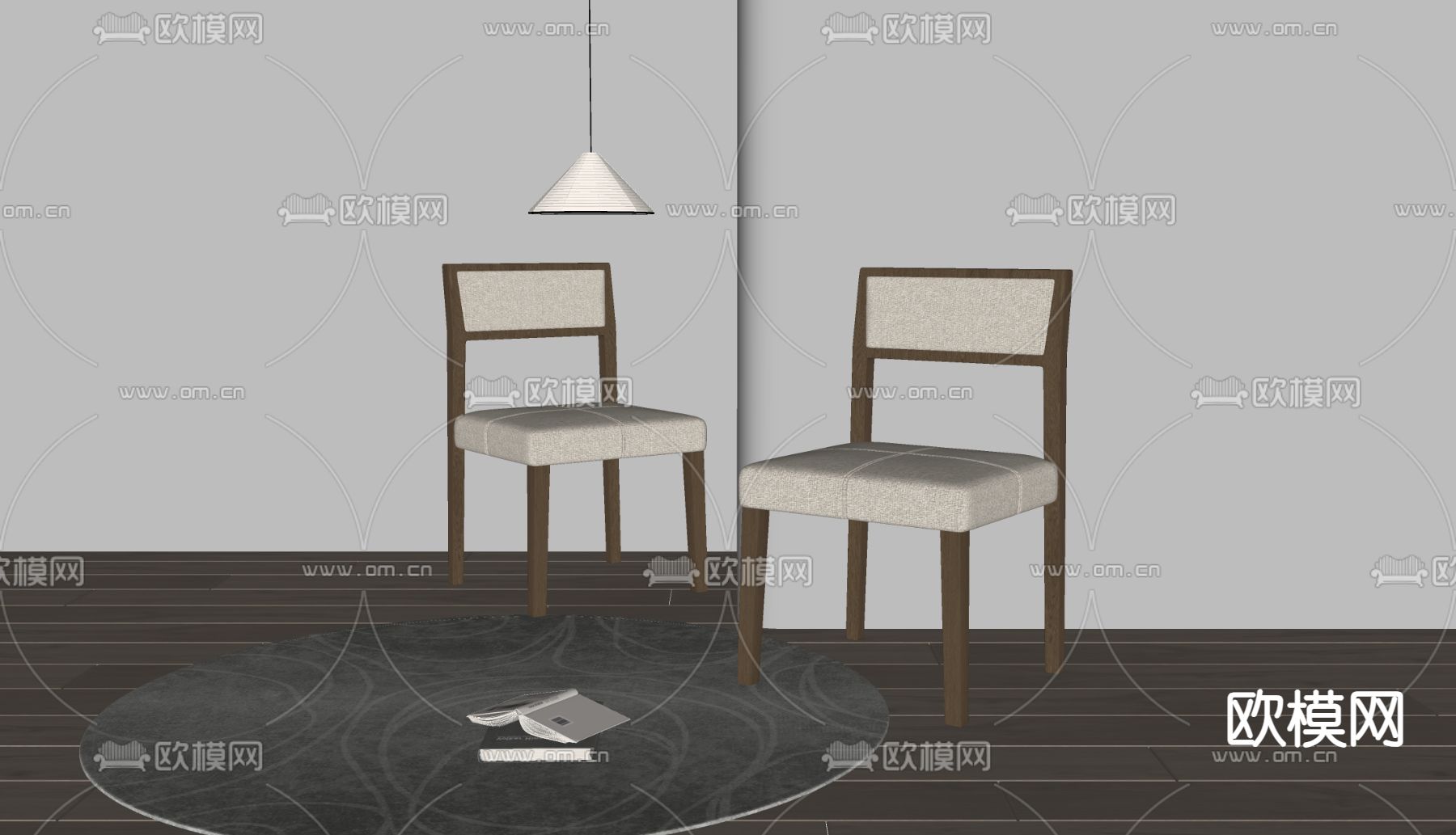 Poliform餐椅 单人椅 休闲椅su模型下载（渲染图2）