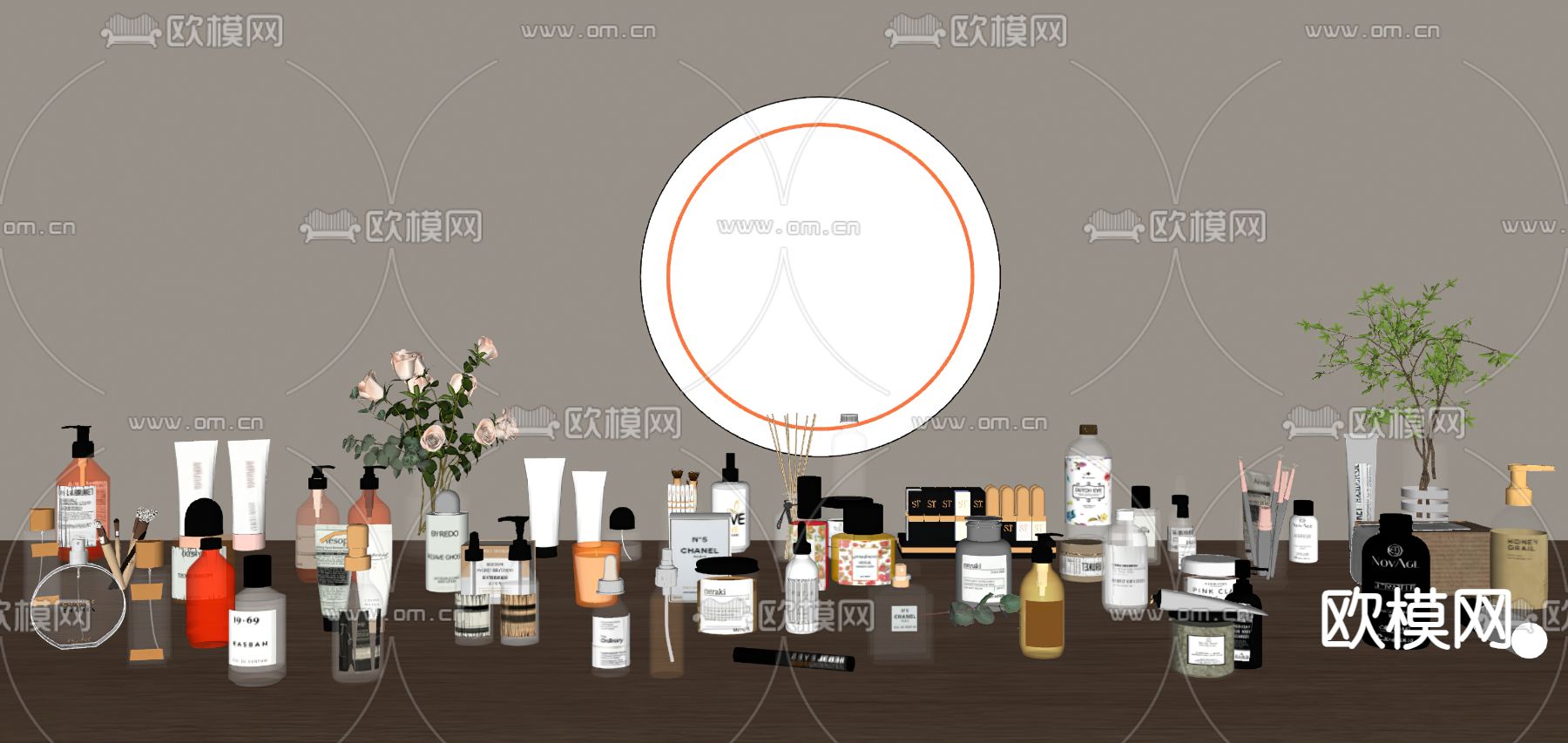 护肤品 香薰 化妆品su模型下载（渲染图3）