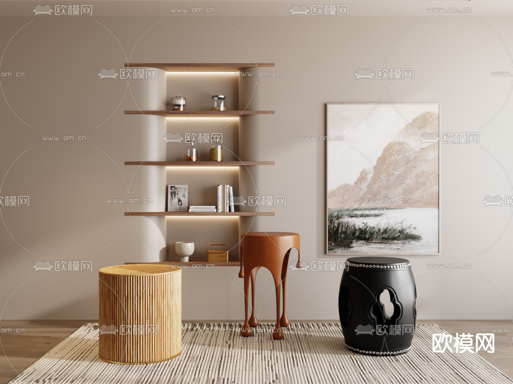 凳子 矮凳 换鞋凳 木凳 圆凳3d模型下载