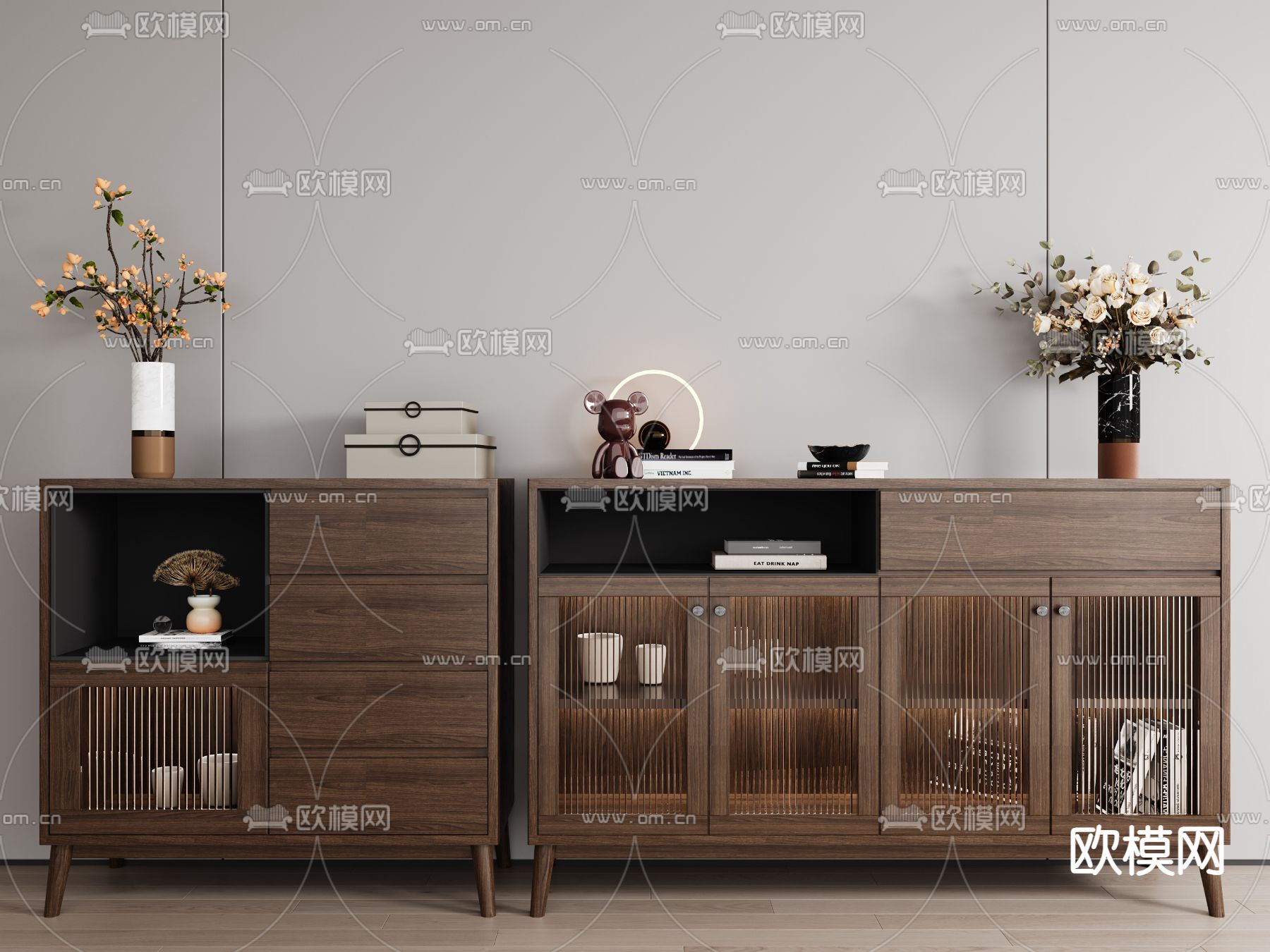 中古风餐边柜 茶水柜3d模型下载