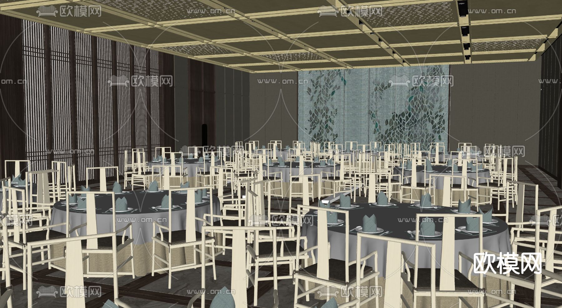 婚礼场地 宴会厅su模型下载（渲染图1）